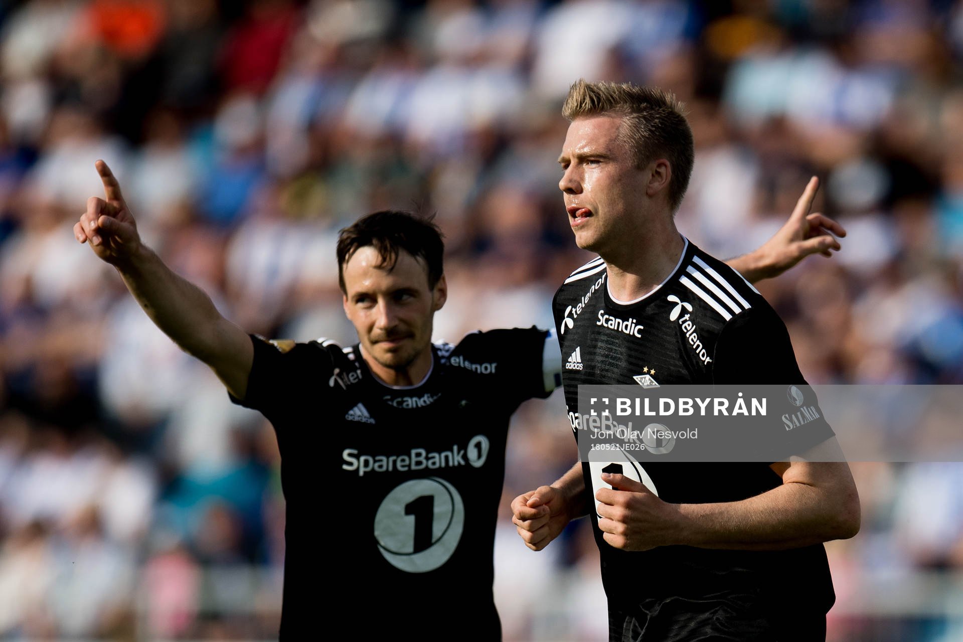 Mike Jensen and Alexander Søderlund of Rosenborg celebrate