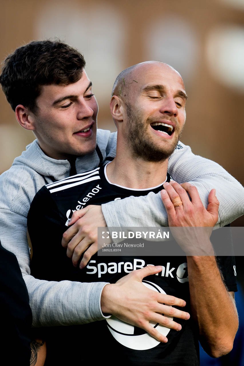 Jacob Rasmussen and Tore Reginiussen of Rosenborg celebrate