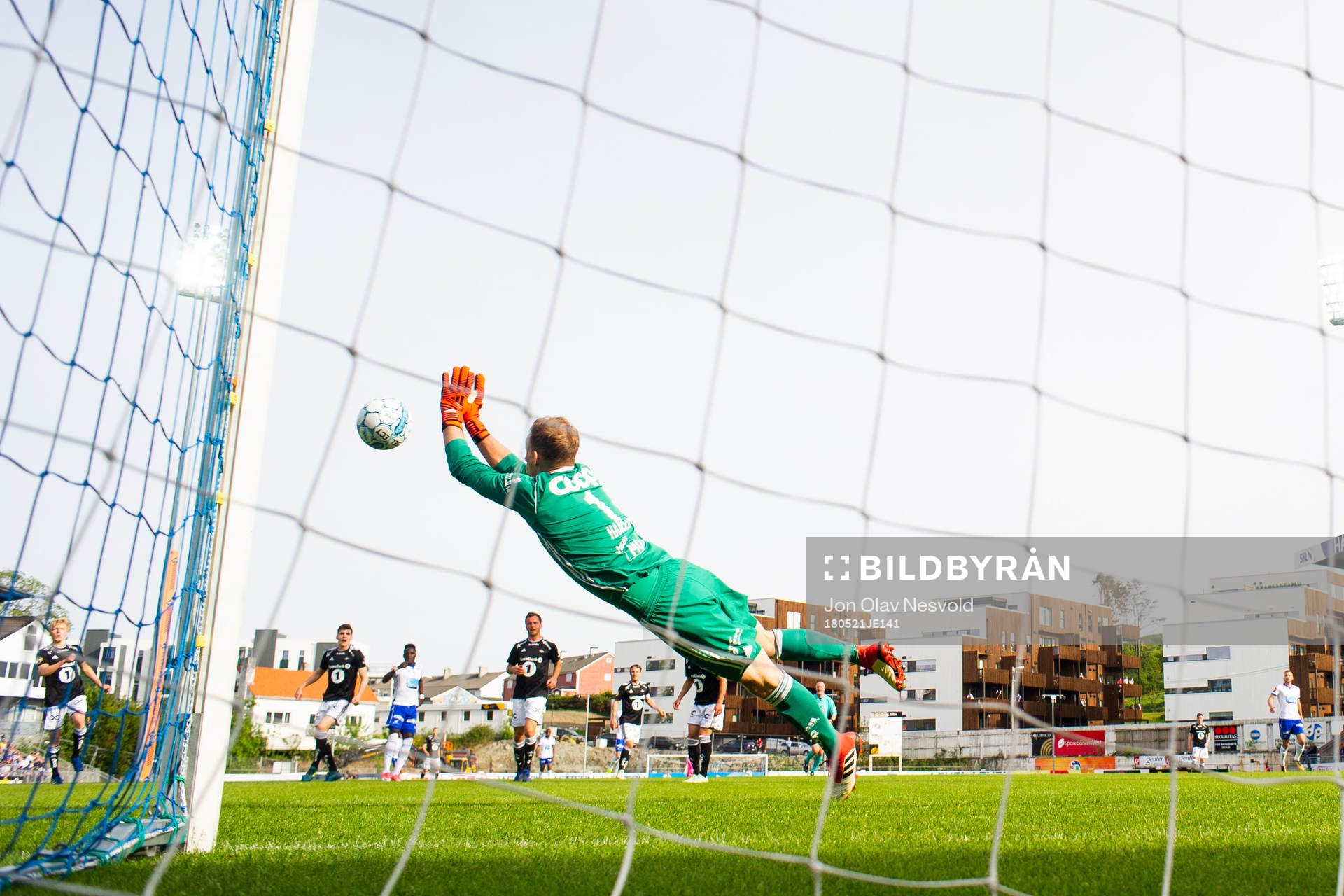Goalkeeper André Hansen of Rosenborg with a save