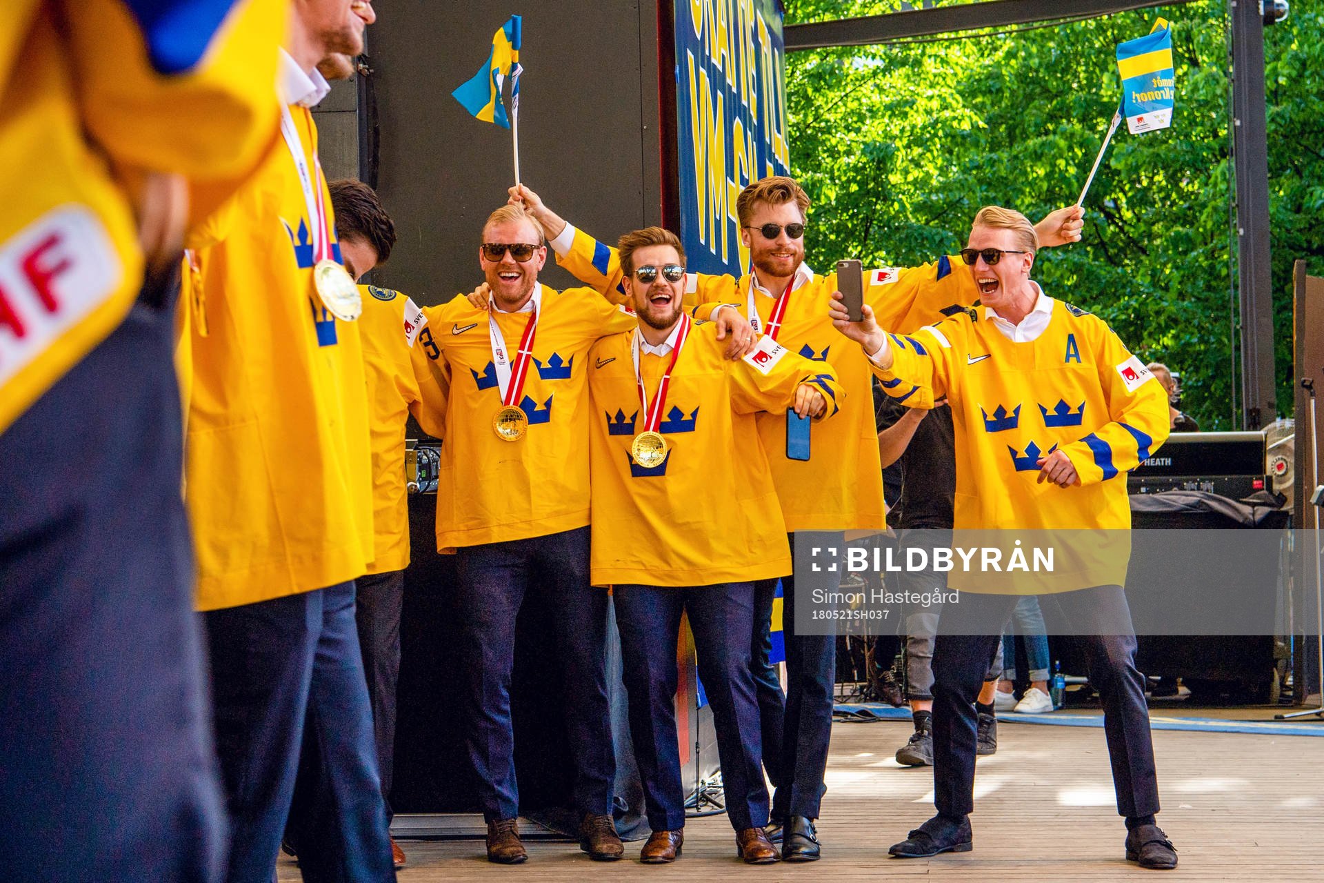 Sveriges Viktor Arvidsson, Adam Larsson och John Klingberg