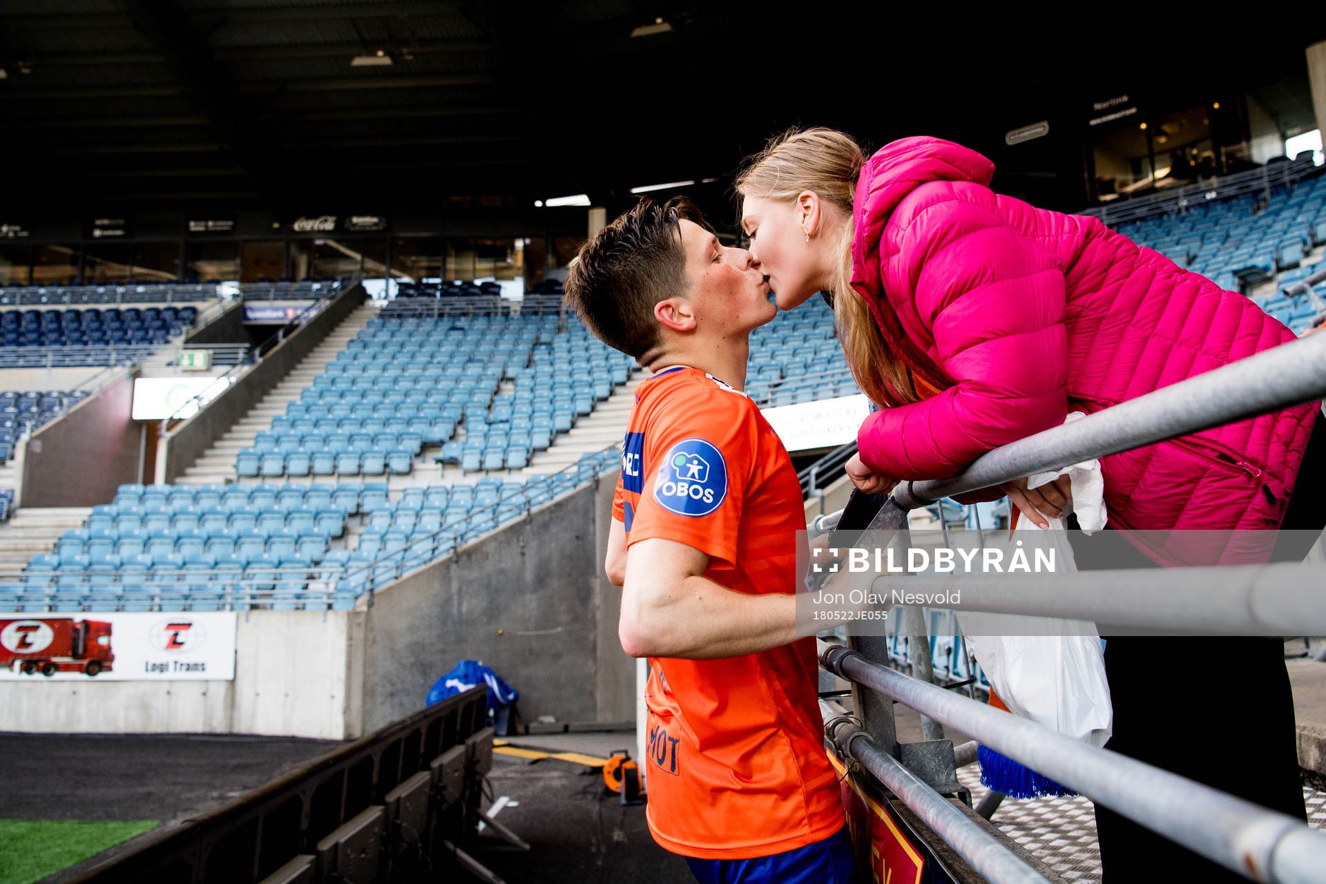 Sondre Fet of Aalesund kisses his girlfriend