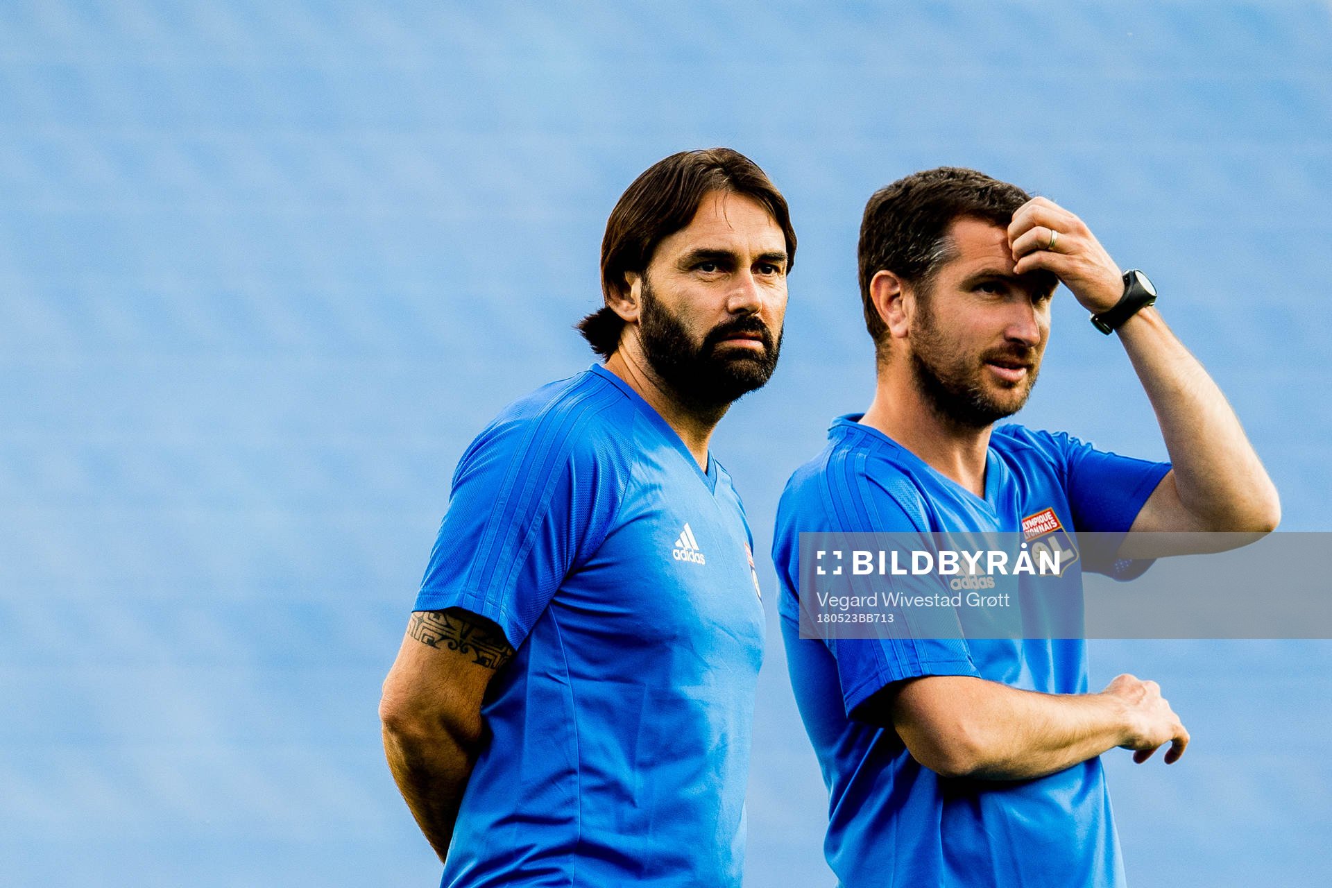 Reynald Pedros, head coach of Lyon, and Charles Devineau