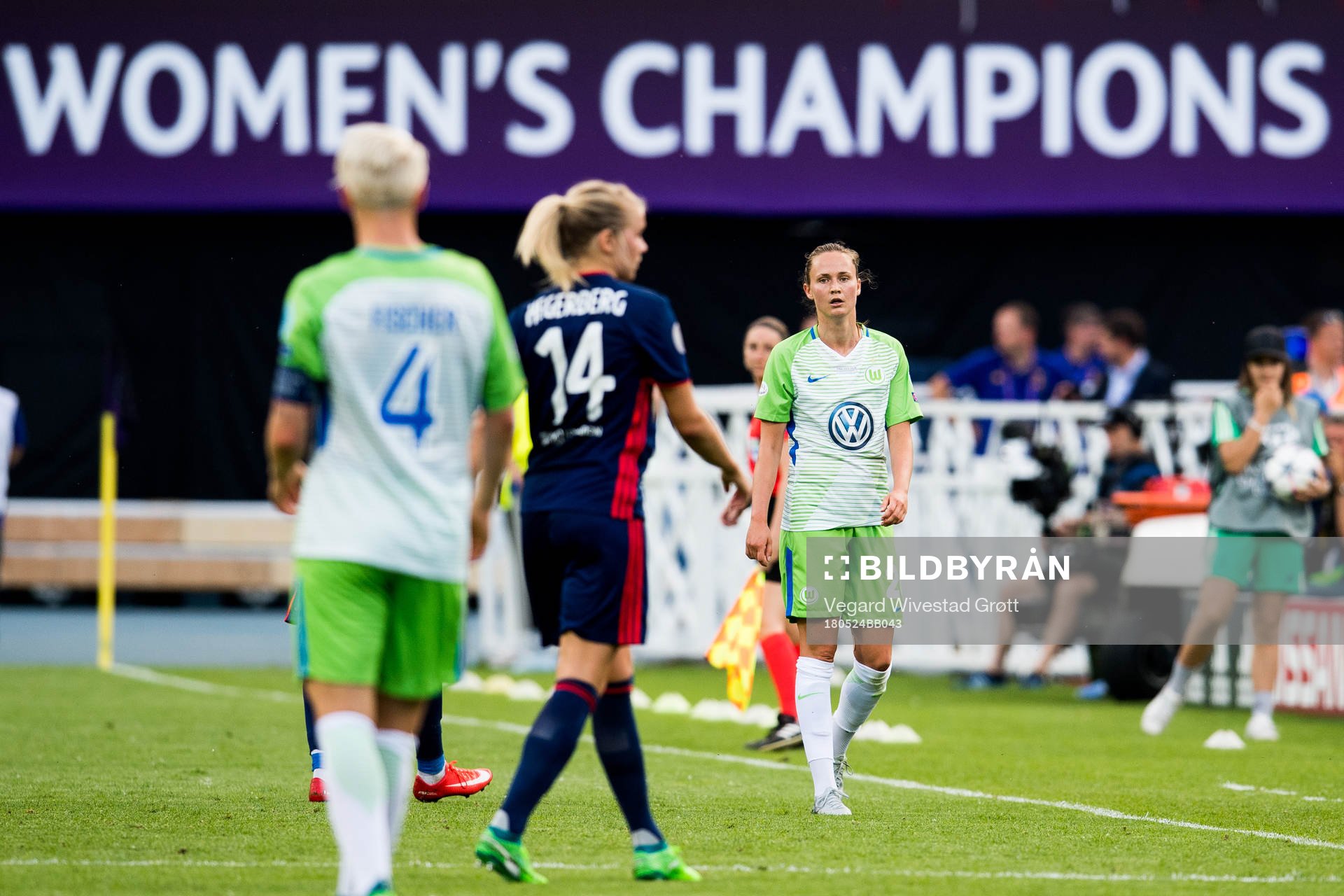 Nilla Fischer and Caroline Graham Hansen of Wolfsburg and