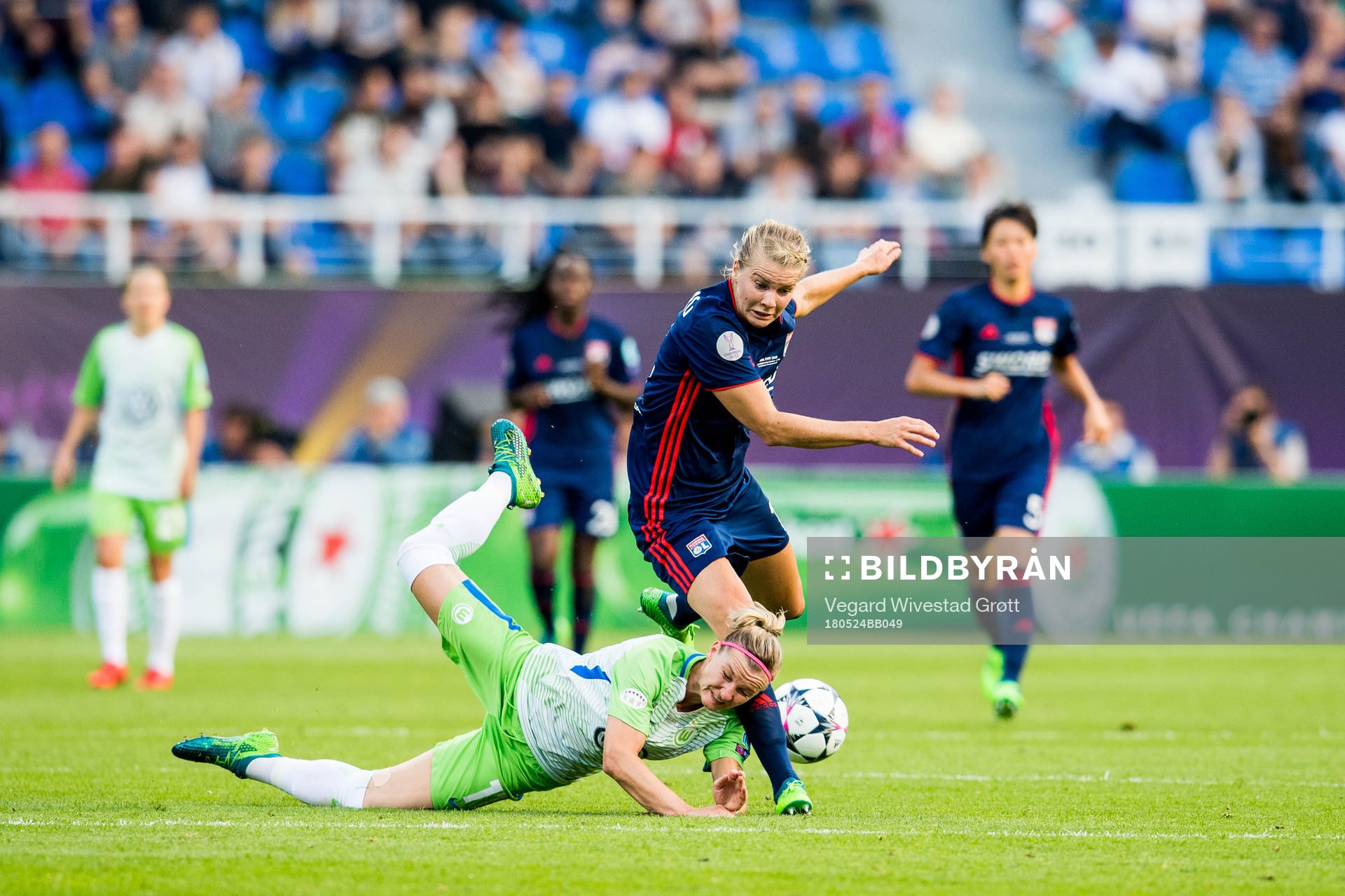Alexandra Popp of Wolfsburg and Ada Hegerberg of Lyon