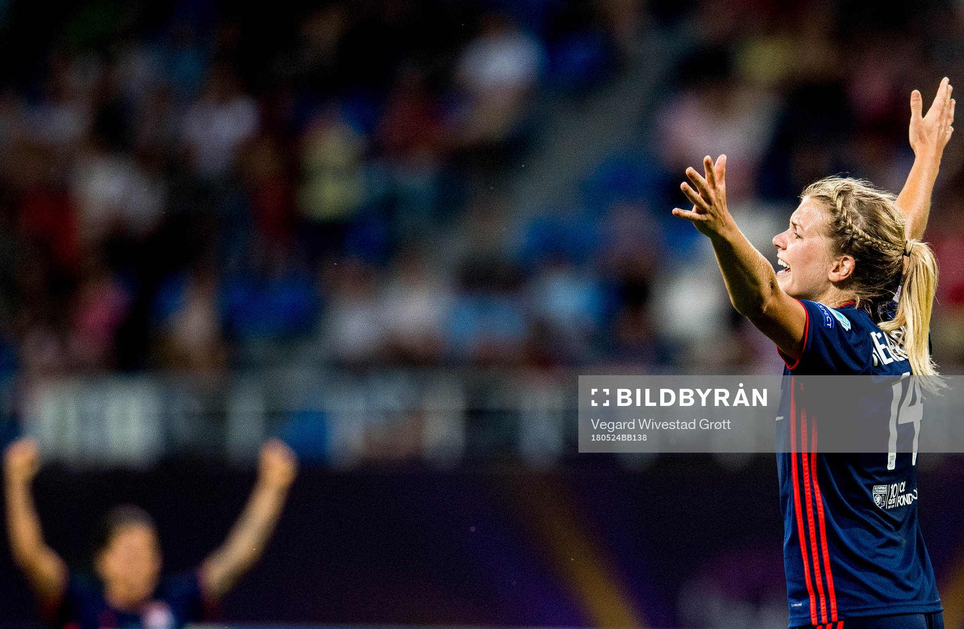 Ada Hegerberg of Lyon celebrates at the final whistle