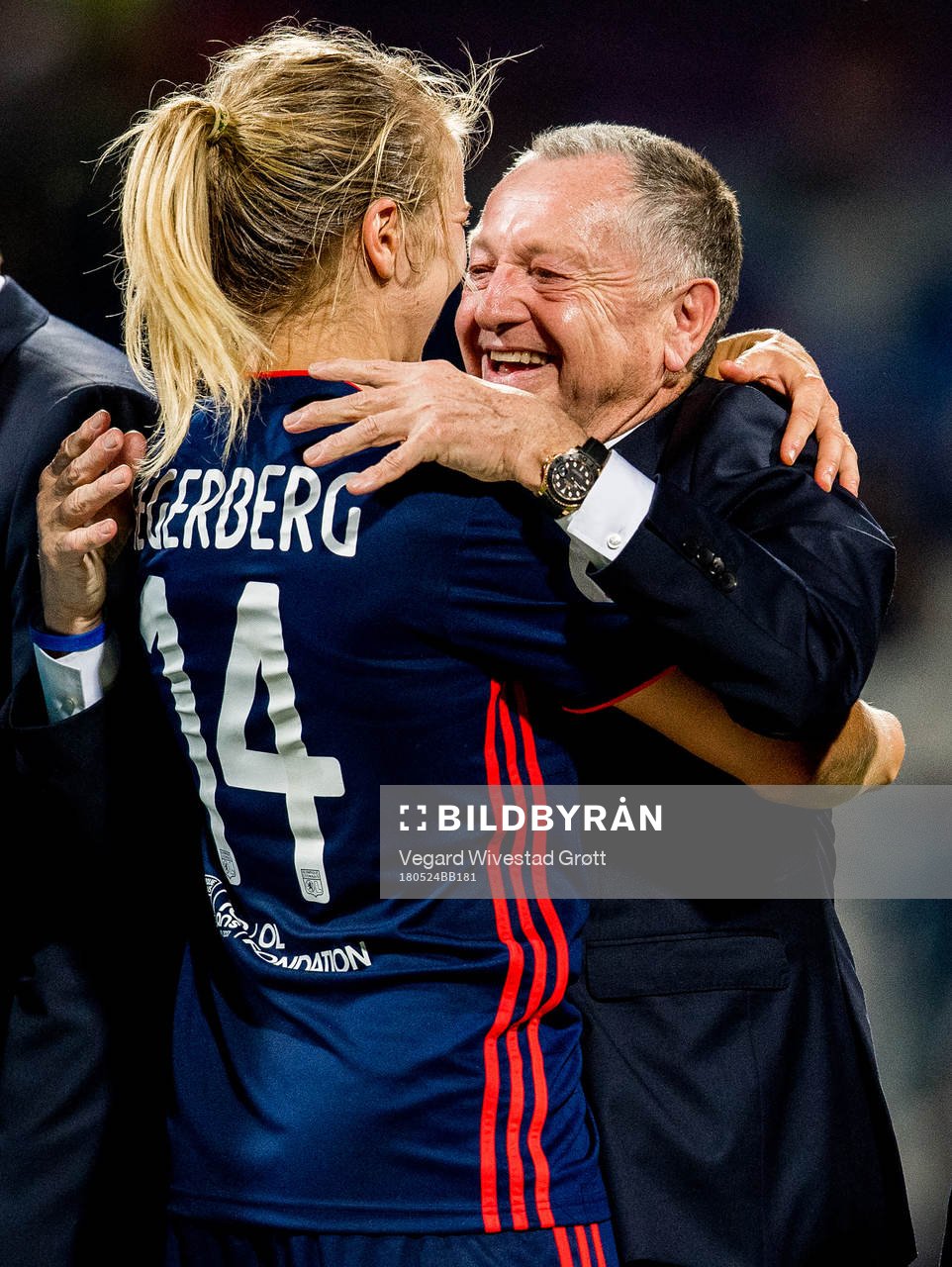 Ada Hegerberg and Jean-Michel Aulas, owner and chairman of