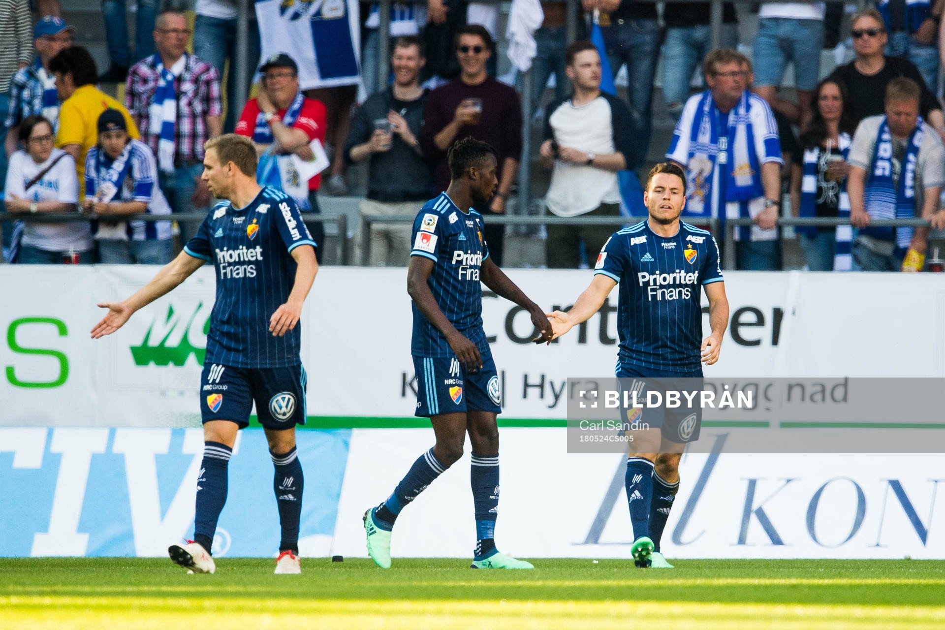 Djurgårdens Kerim Mrabti jublar efter 0-1 under fotbollsmatchen i Allsvenskan mellan IFK Göteborg och Djurgården den 24 maj 2018 i Göteborg.