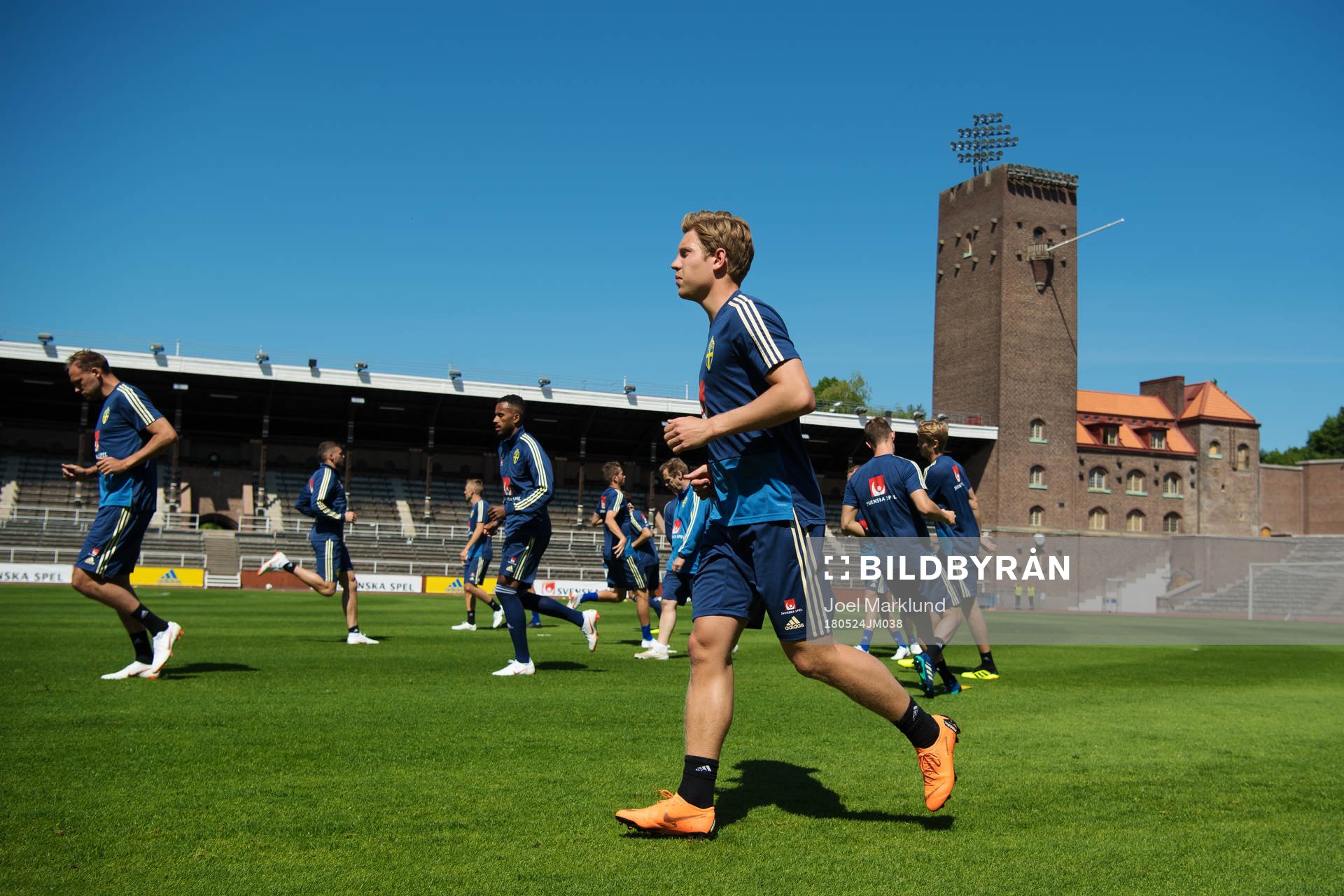Alexander Fransson under Sveriges fotbollslandslags träning den 24 maj 2018 i Stockholm.
