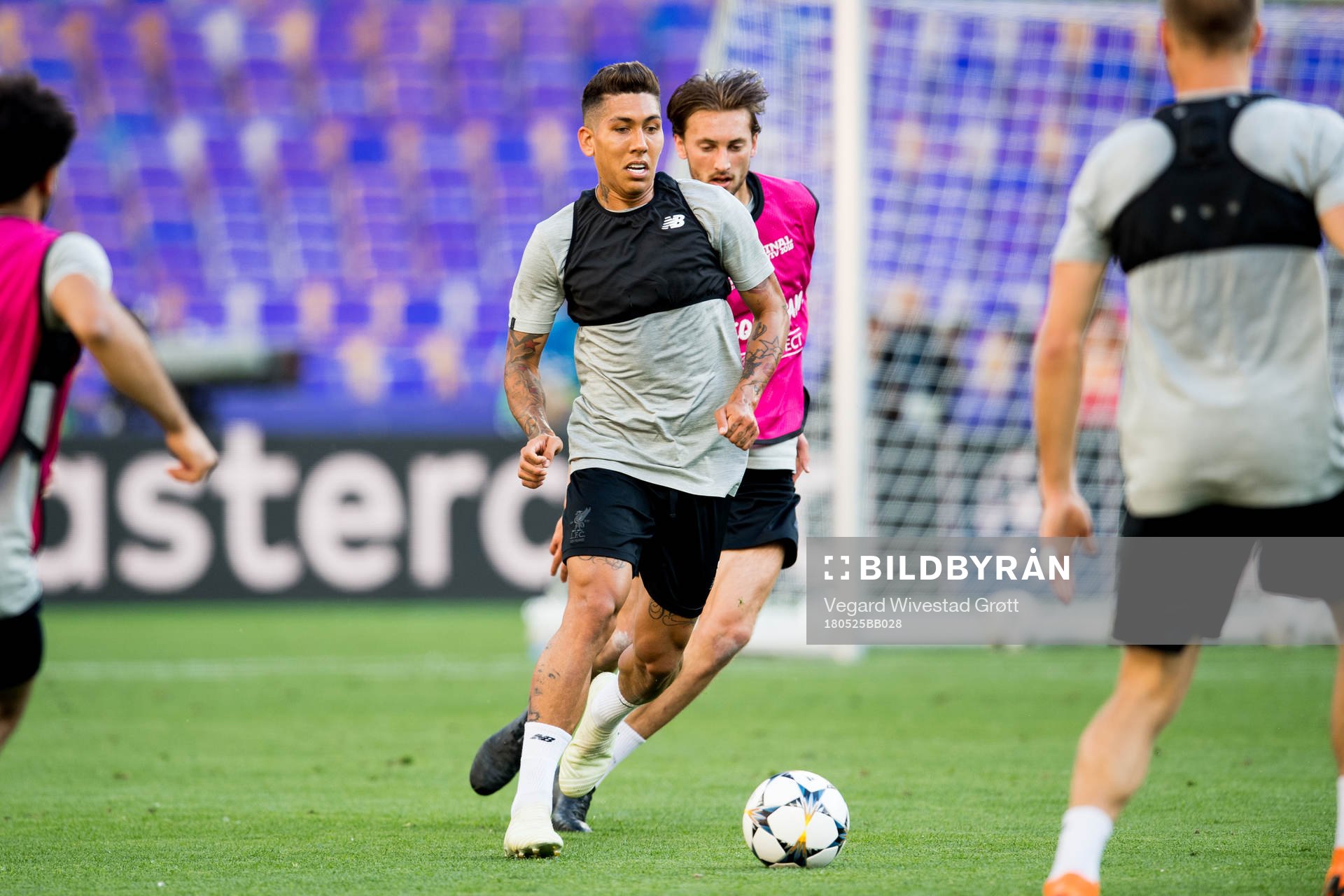 Roberto Firmino of Liverpool during a training session on May 25, 2018 in Kyiv.