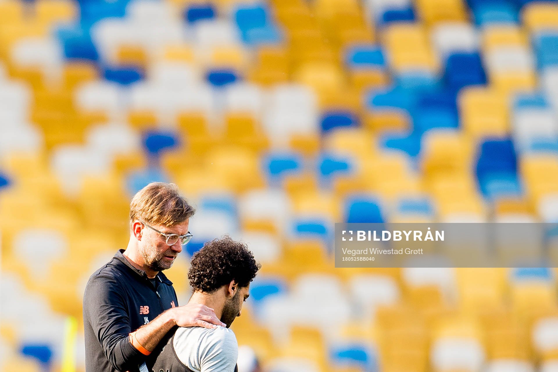 Jürgen Klopp, head coach of Liverpool, and Mohamed Salah