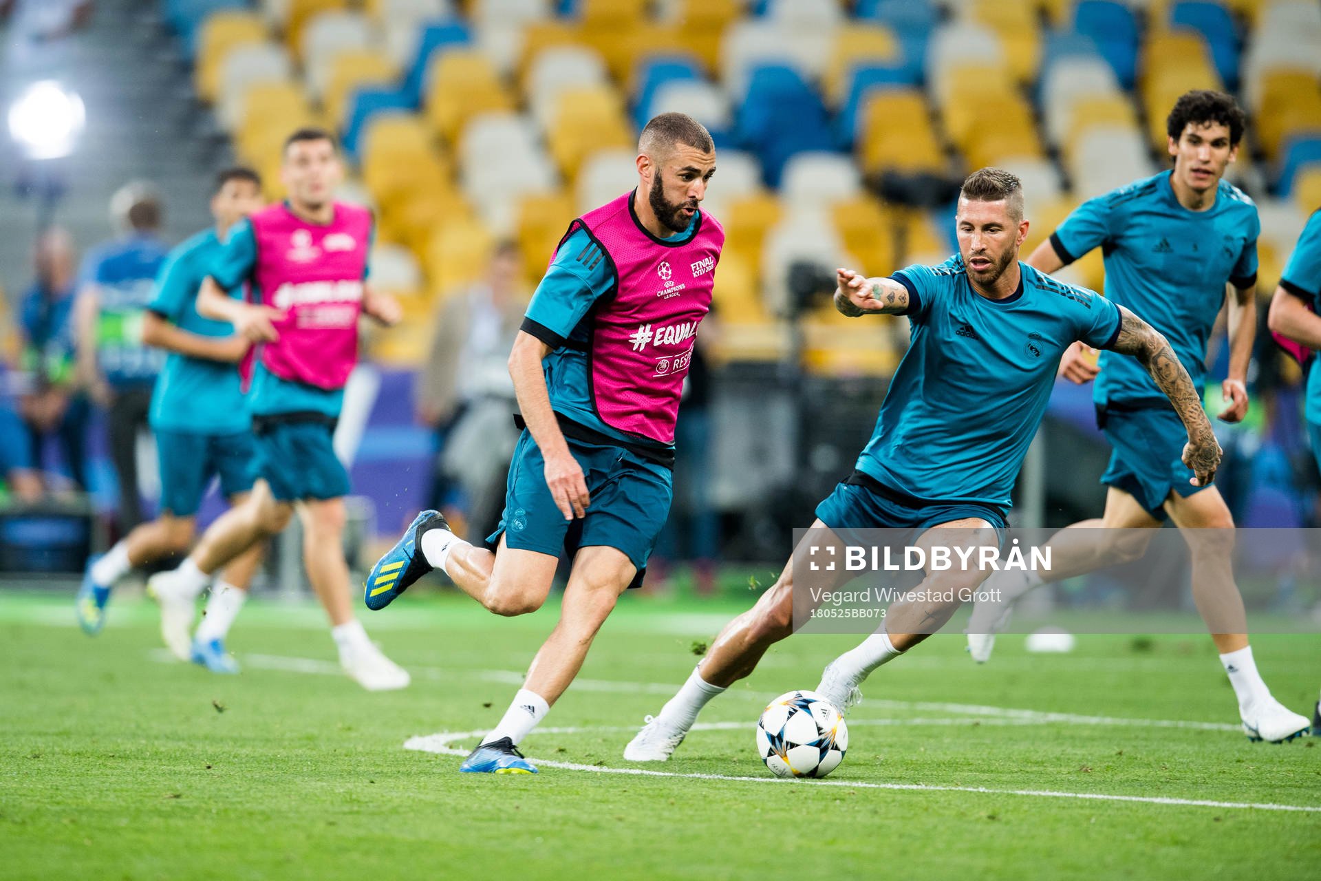 Karim Benzema and Sergio Ramos of Real Madrid