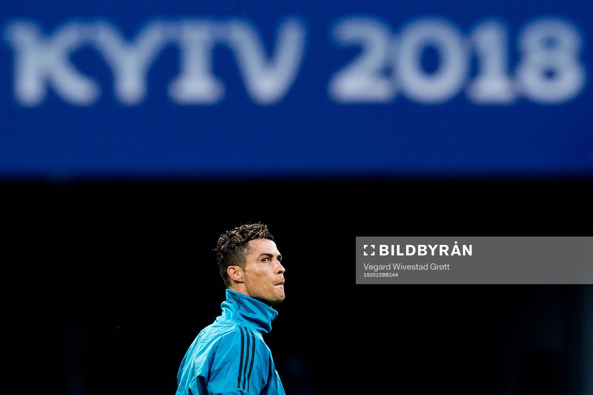 Cristiano Ronaldo of Real Madrid during a training session on May 25, 2018 in Kyiv.