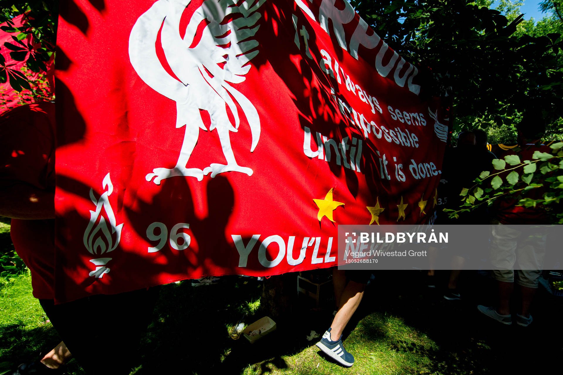 A Liverpool banner
