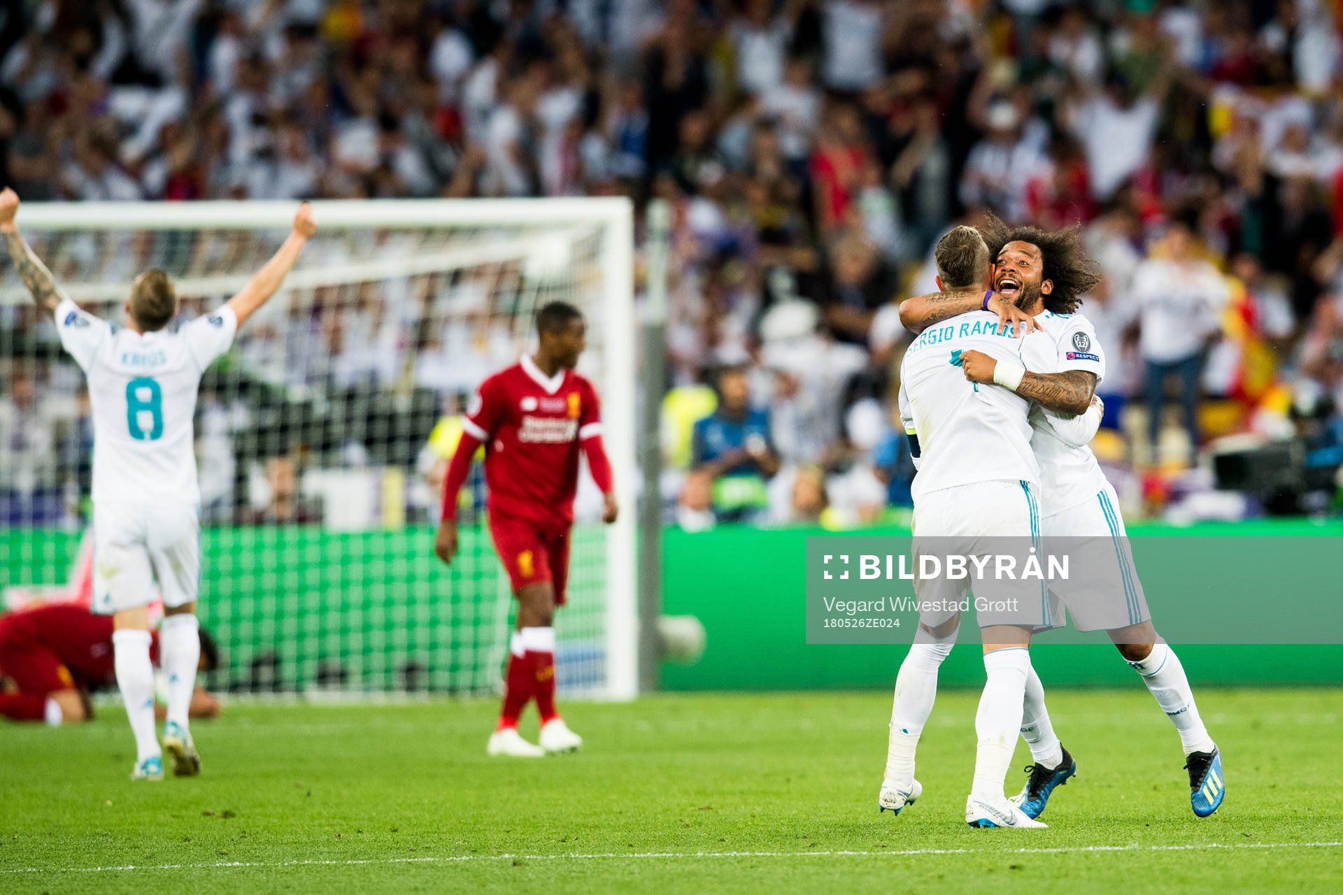 Sergio Ramos and Marcelo of Real Madrid celebrate