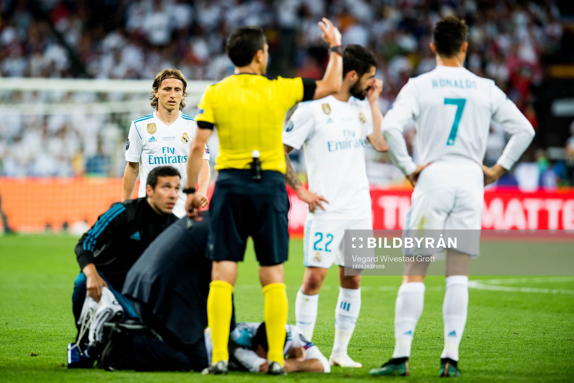 Luka Modric of Real Madrid during the UEFA Champions League final between Real Madrid and Liverpool on May 26, 2018 in Kyiv.