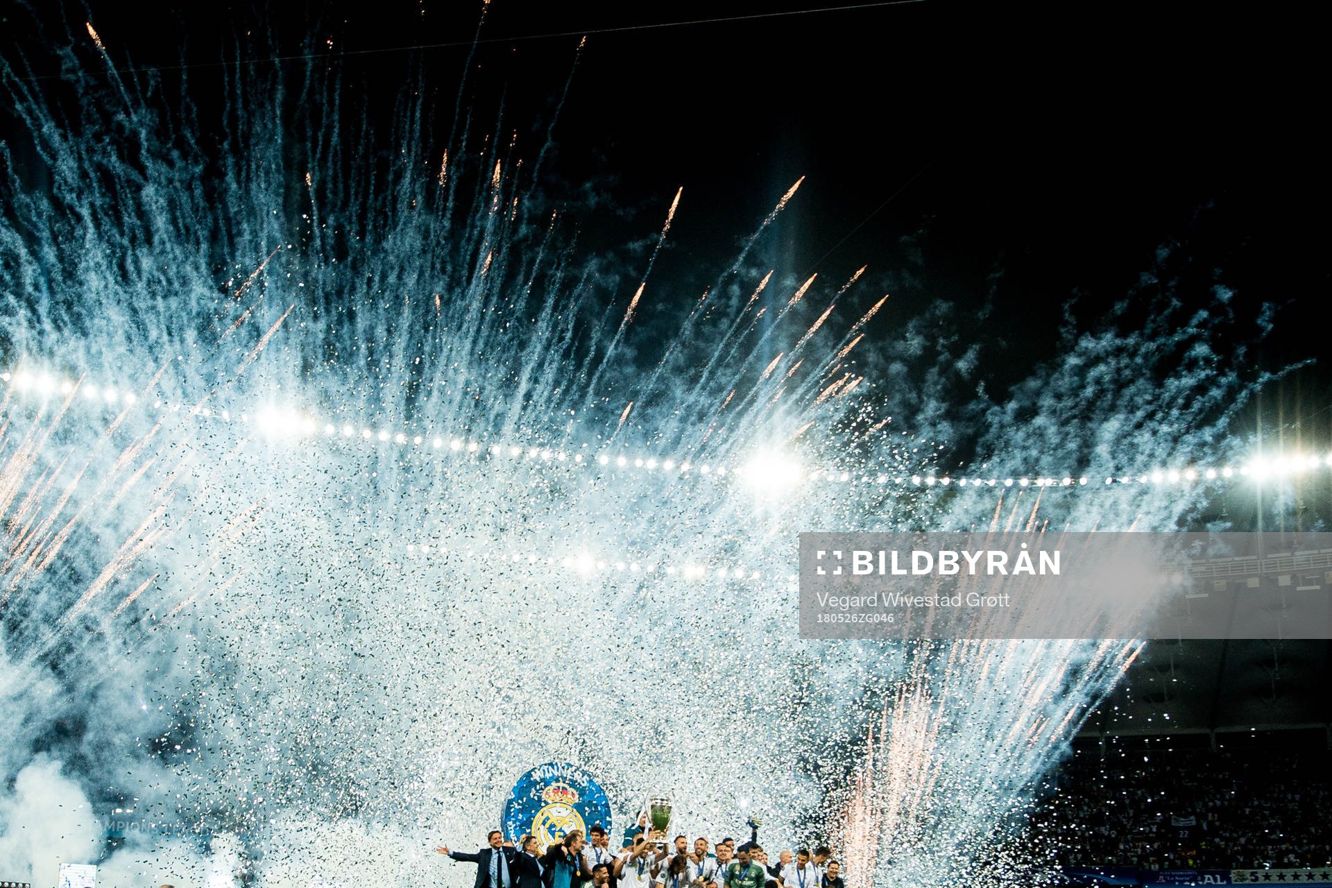Players of Real Madrid celebrate winning the UEFA Champions