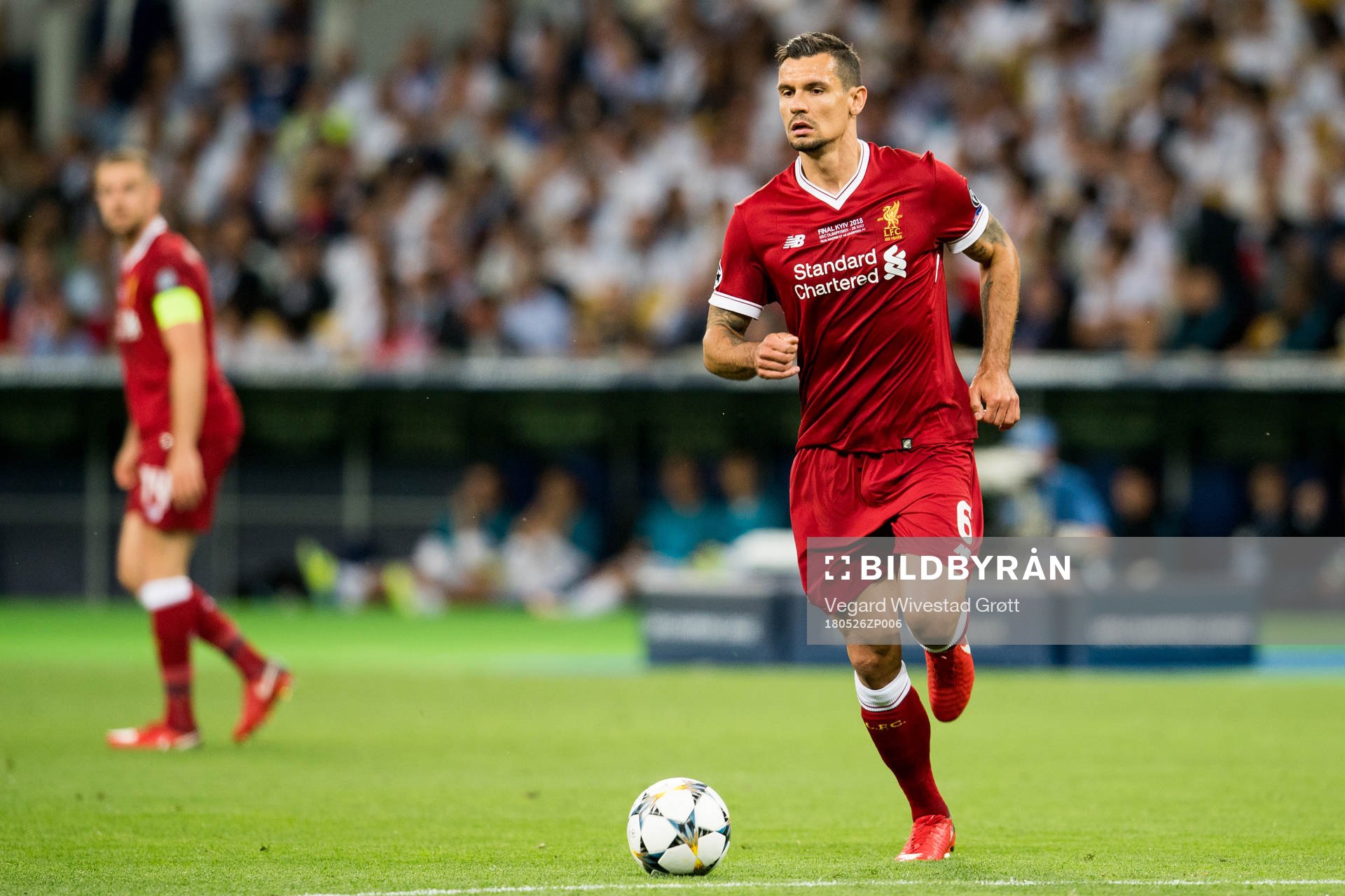 Dejan Lovren of Liverpool during the UEFA Champions League final between Real Madrid and Liverpool on May 26, 2018 in Kyiv.