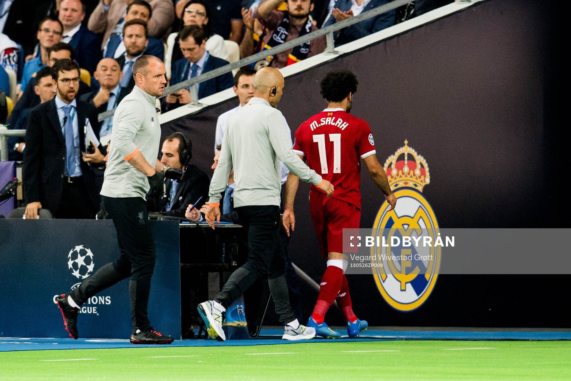 Mohamed Salah of Liverpool is being substituted with an