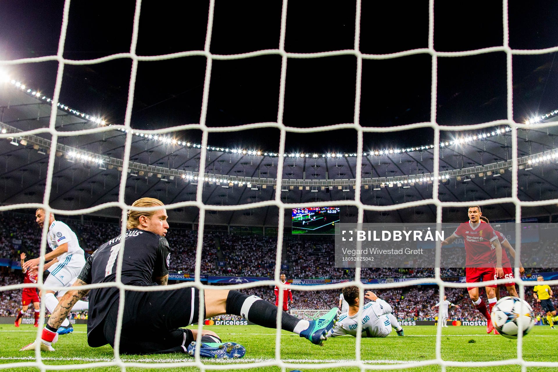 Karim Benzema of Real Madrid scores a disallowed goal