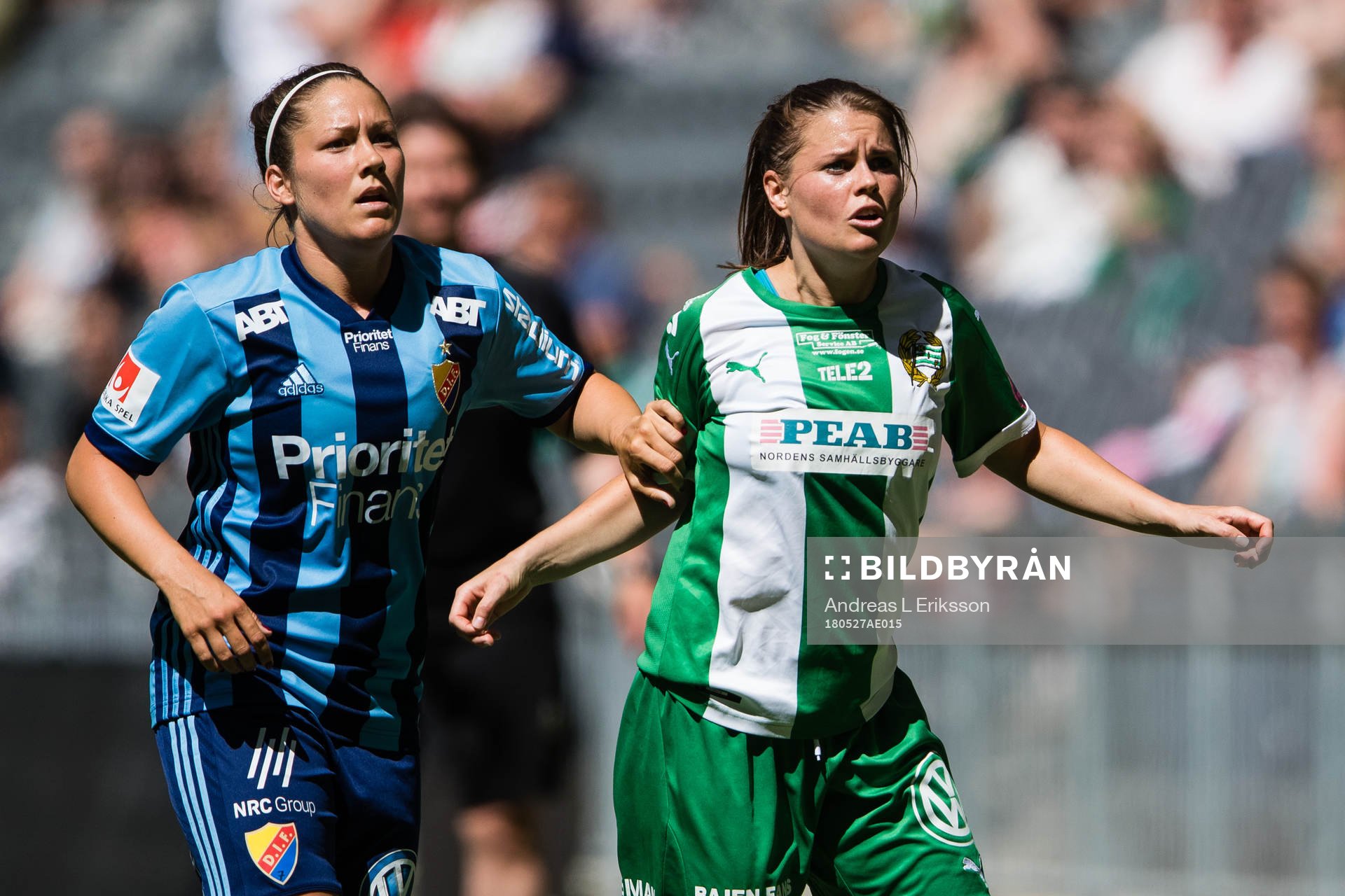 Djurgårdens Michelle Wörner och Hammarbys Hanna Lundqvist