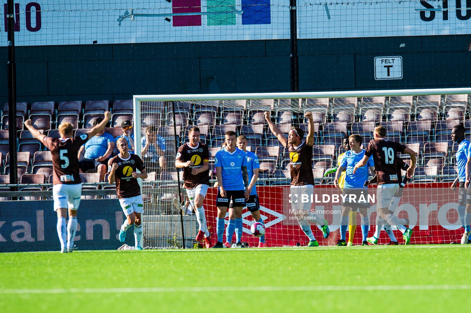 Sondre Solholm Johansen of Mjøndalen celebrates the 1-0