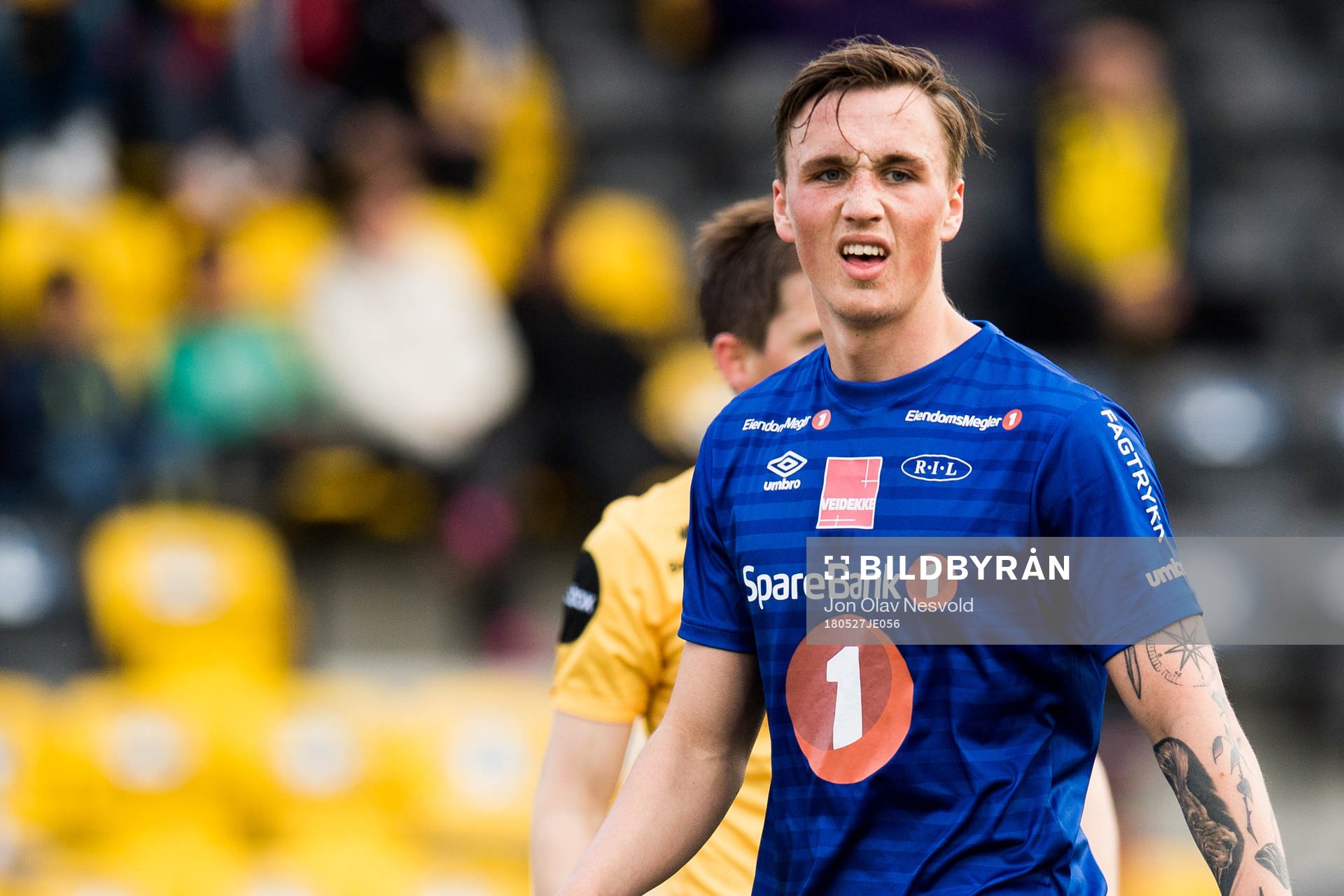 Andreas Helmersen of Ranheim during the Eliteserien match between Bodø/Glimt and Ranheim on May 27, 2018 in Bodø.