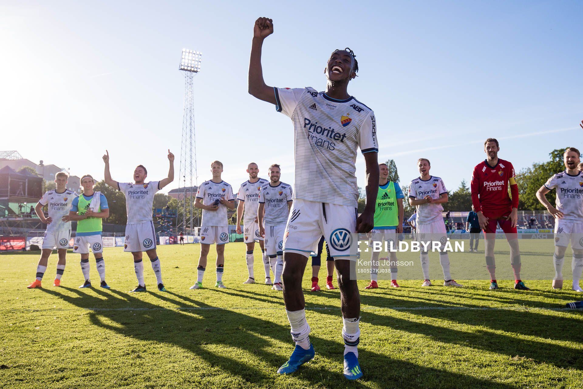Djurgårdens Philana Tinotenda Kadewere jublar efter fotbollsmatchen i Allsvenskan mellan Sirius och Djurgården den 27 Maj 2018 i Uppsala. 