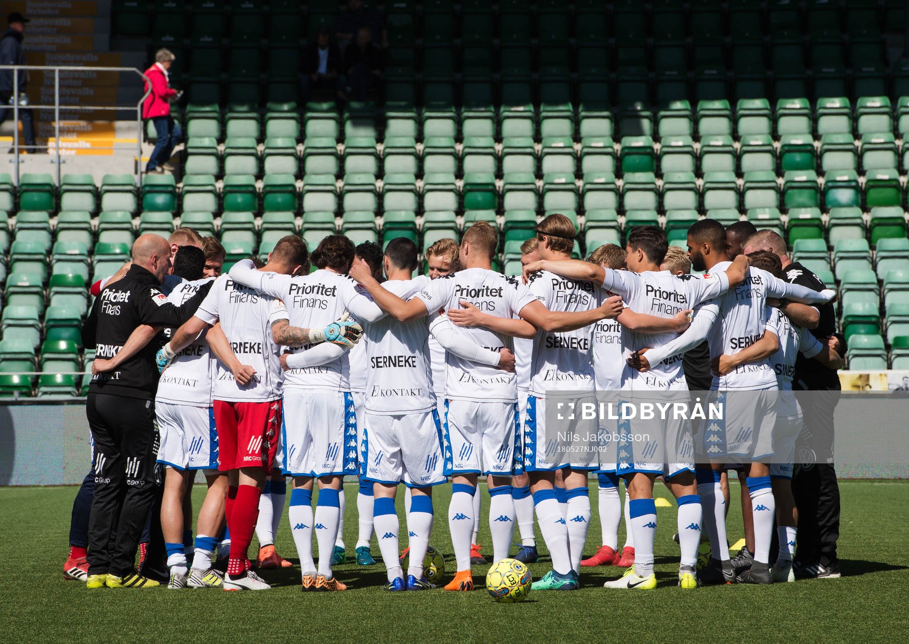 IFK Göteborgs lag samlar sig inför fotbollsmatchen i Allsvenskan mellan GIF Sundsvall och IFK Göteborg den 27 maj 2018 i Sundsvall.
