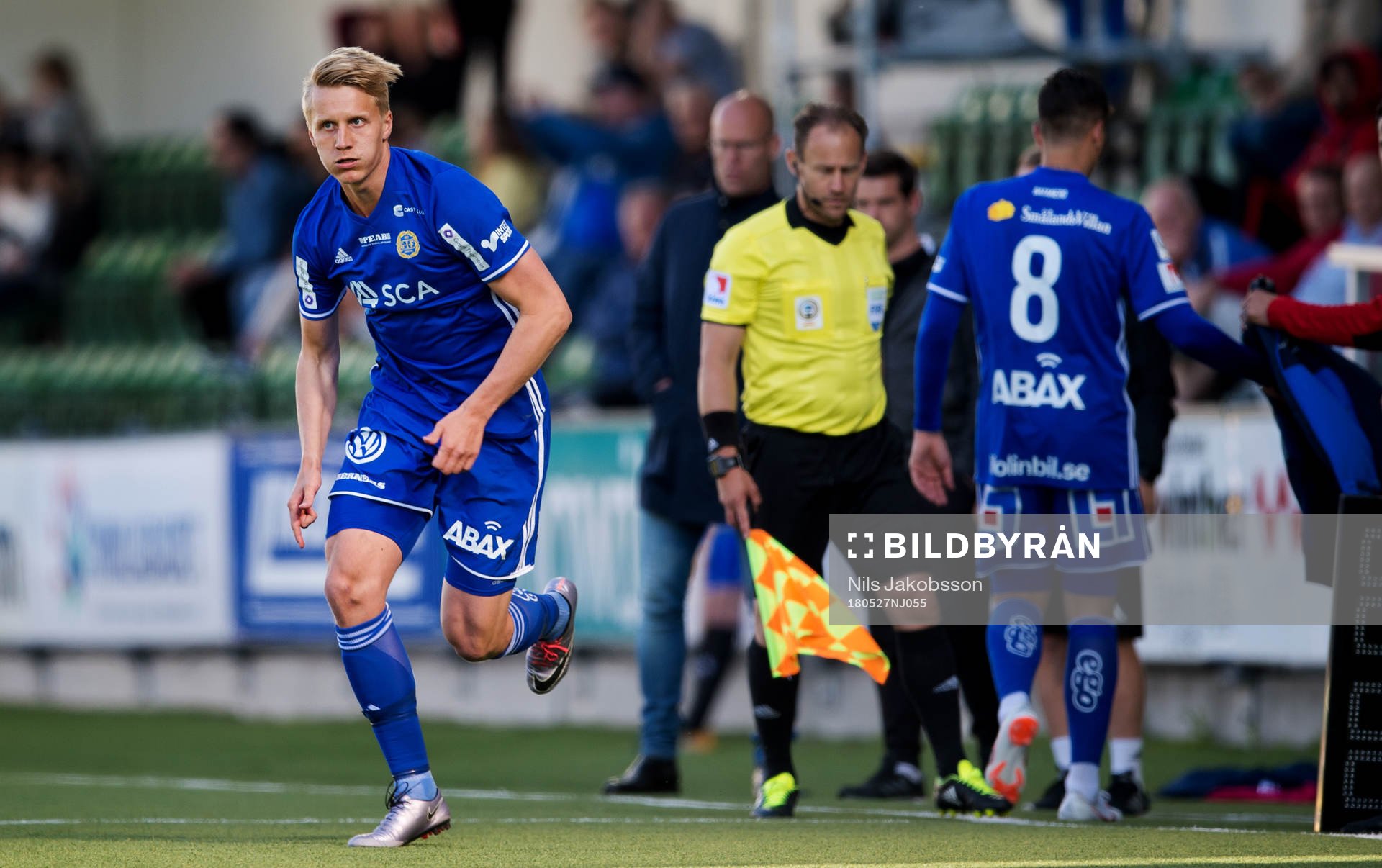 Sundsvalls Juho Pirttijoki byts in i stället för David Batanero under fotbollsmatchen i Allsvenskan mellan GIF Sundsvall och IFK Göteborg den 27 maj 2018 i Sundsvall.