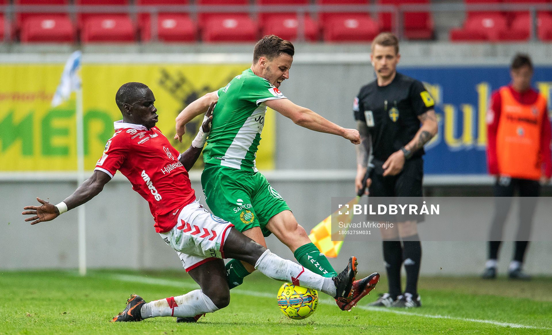 Kalmars Papa Alioune Diouf och Hammarbys Jeppe Andersen