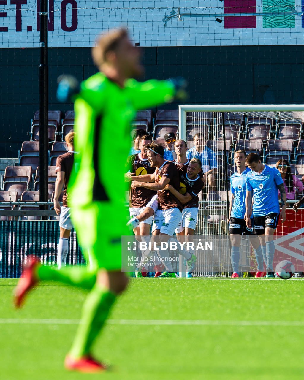 Sondre Solholm Johansen of Mjøndalen celebrates the 1-0