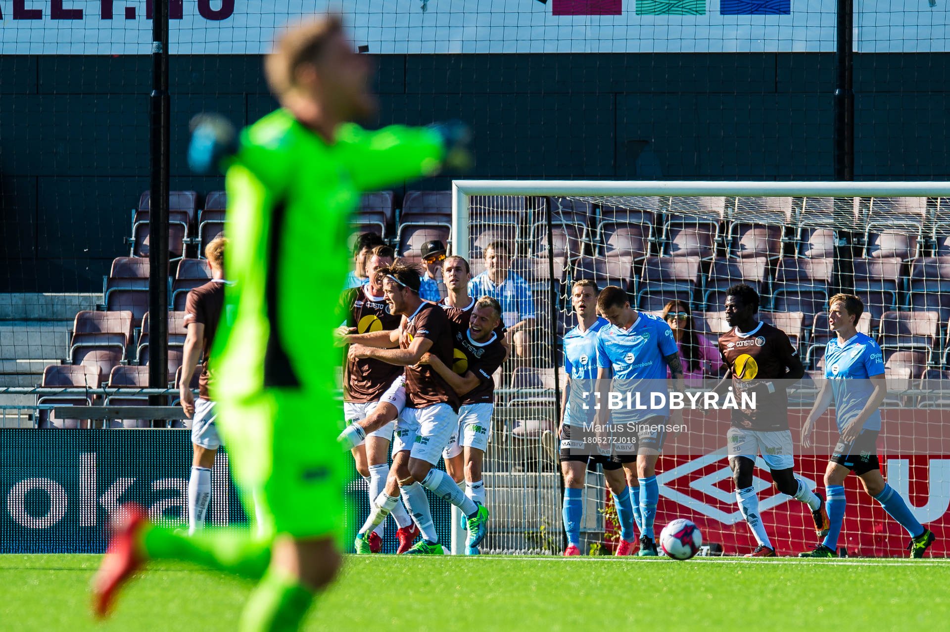 Sondre Solholm Johansen of Mjøndalen celebrates the 1-0