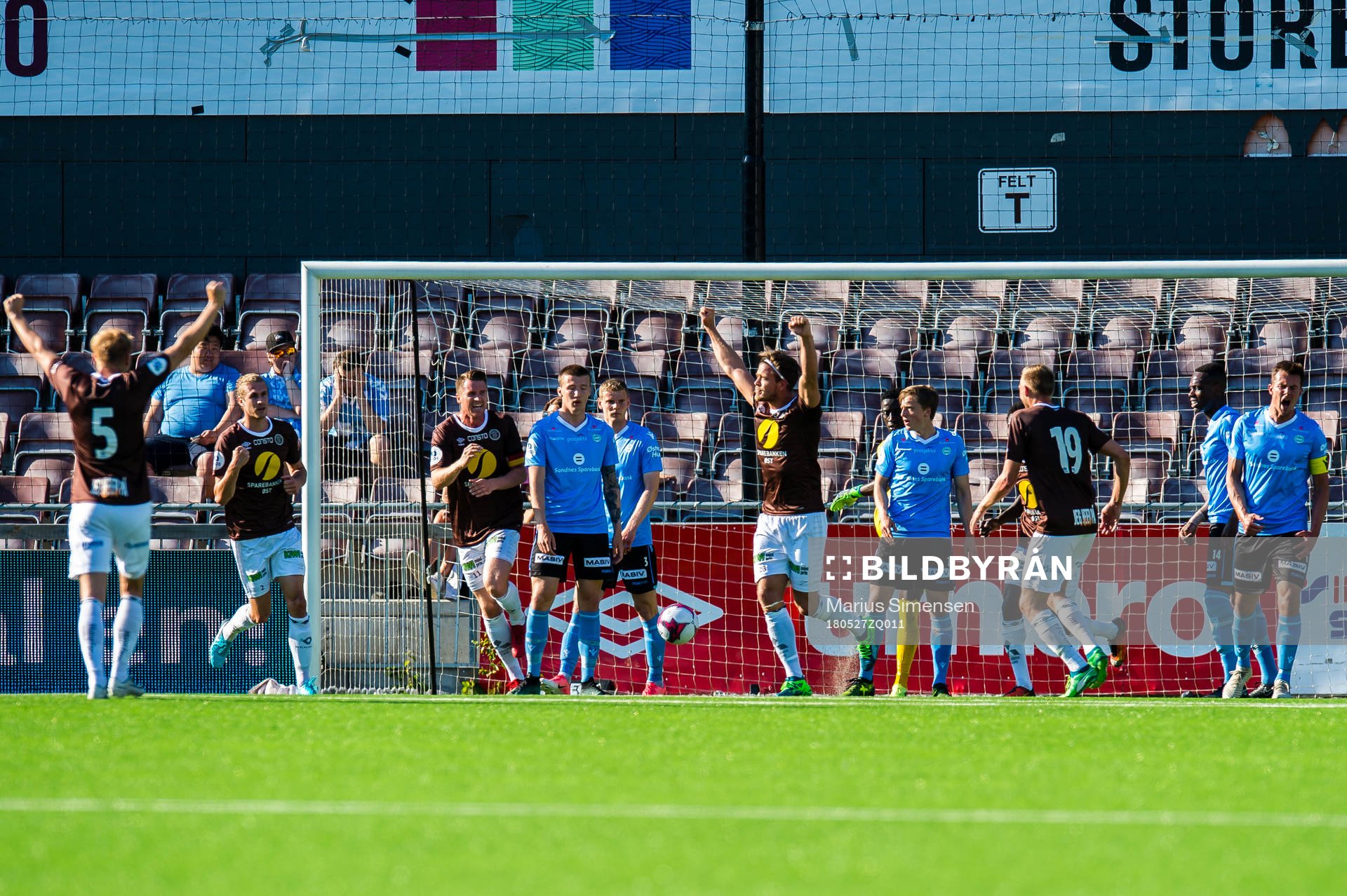 Sondre Solholm Johansen of Mjøndalen celebrates the 1-0