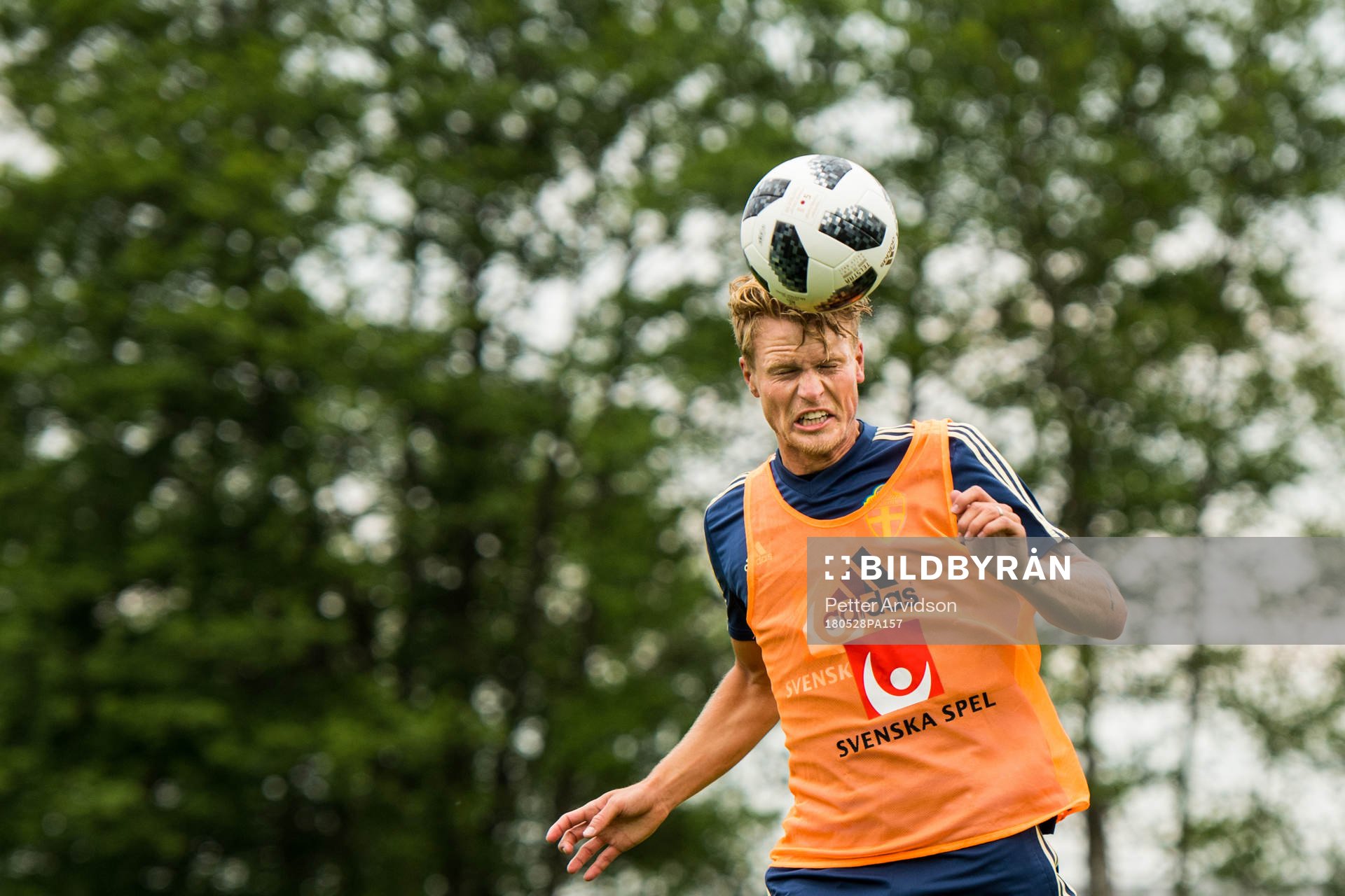Oscar Hiljemark under Sveriges fotbollslandslags träning den 28 maj 2018 i Båstad.