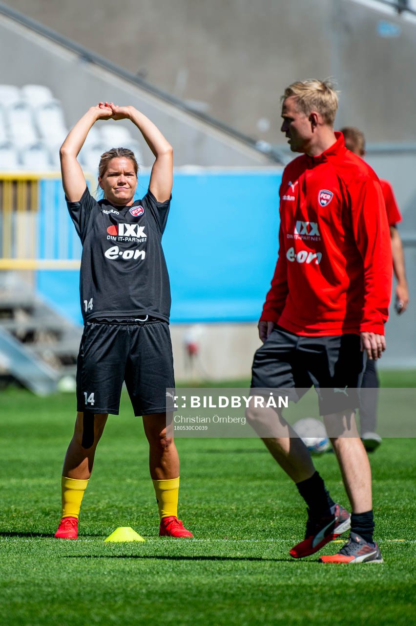 Hanna Folkesson under FC Rosengårds träning på Stadion den 30 maj 2018 i Malmö.