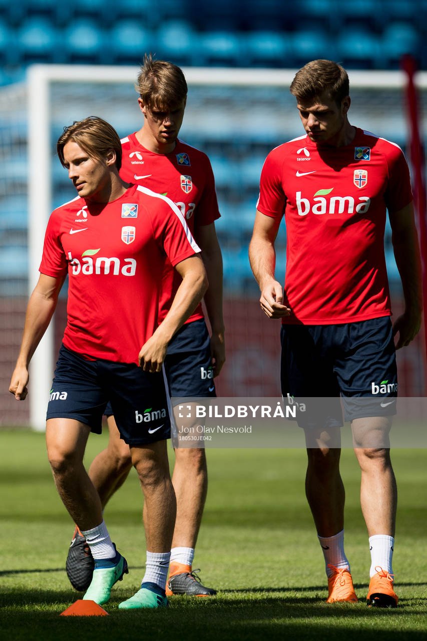Jonas Svensson, Kristoffer Ajer and Alexander Sørloth of