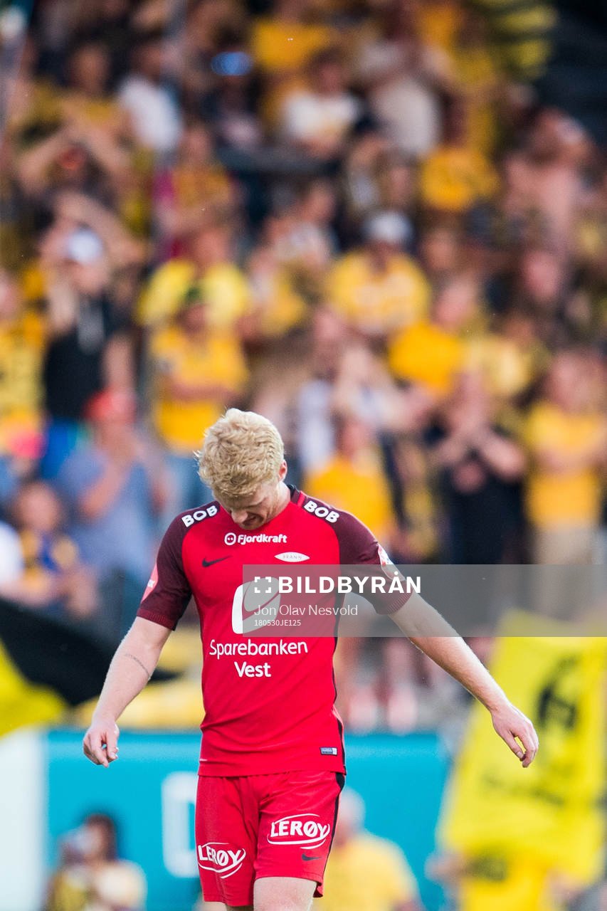 Sivert Heltne Nilsen of Brann looks dejected