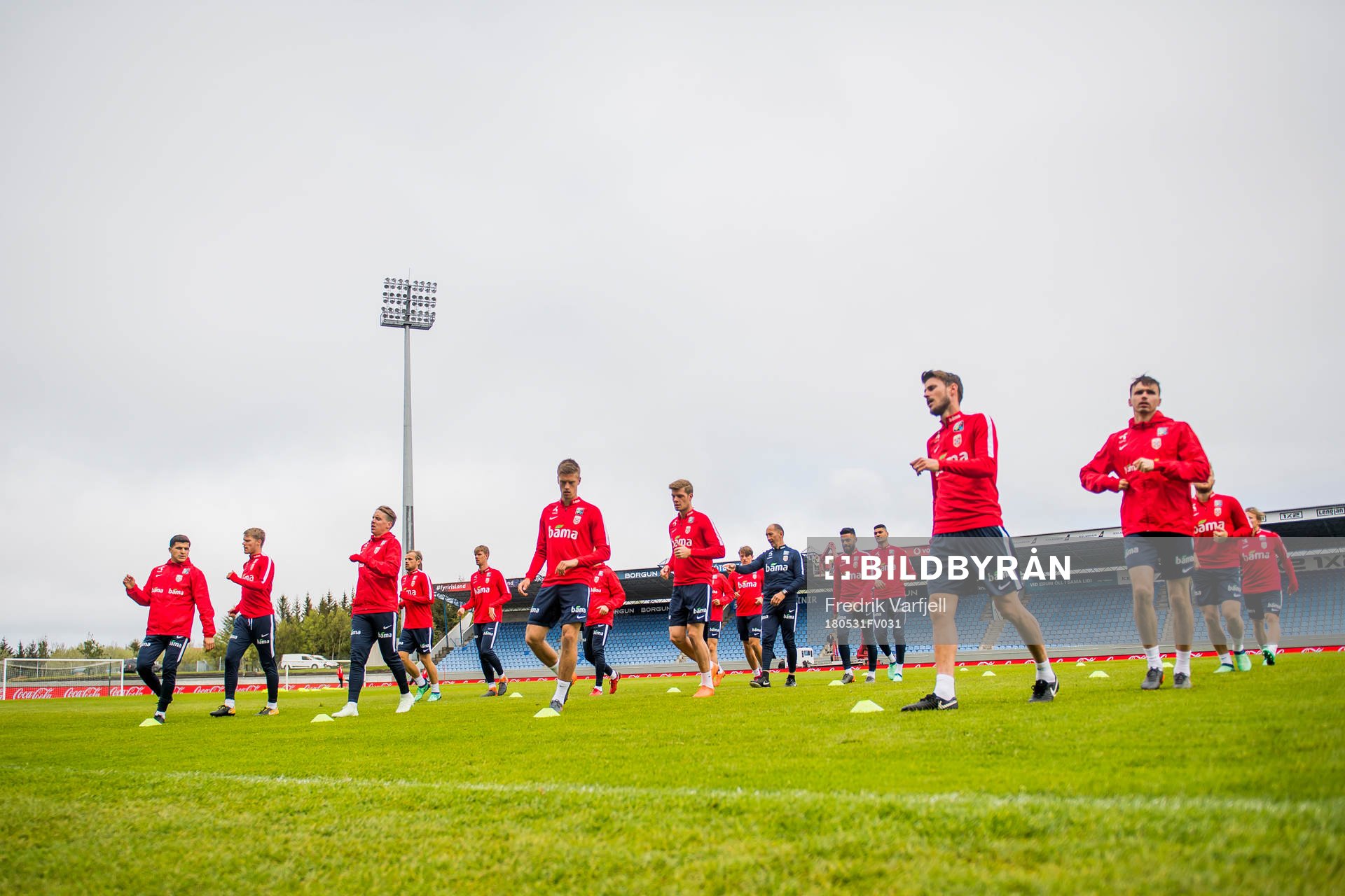 The players of Norway during a training session on May 31, 2018 in Reykjavik.