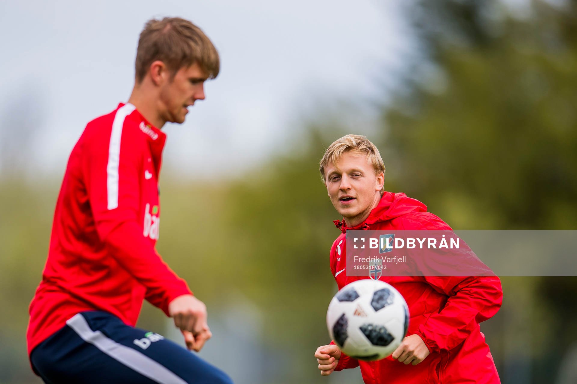 Kristoffer Ajer and Mats Møller Dæhli of Norway