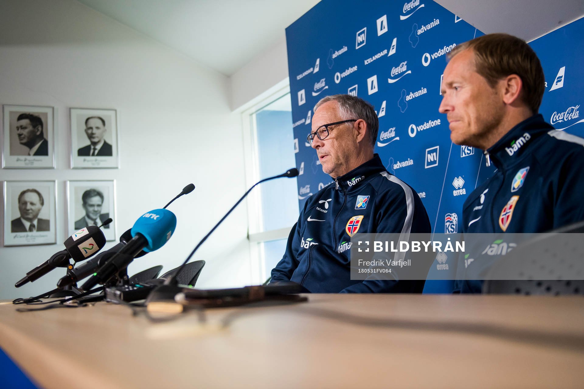 Lars Lagerbäck, head coach of Norway, and Svein Graff,