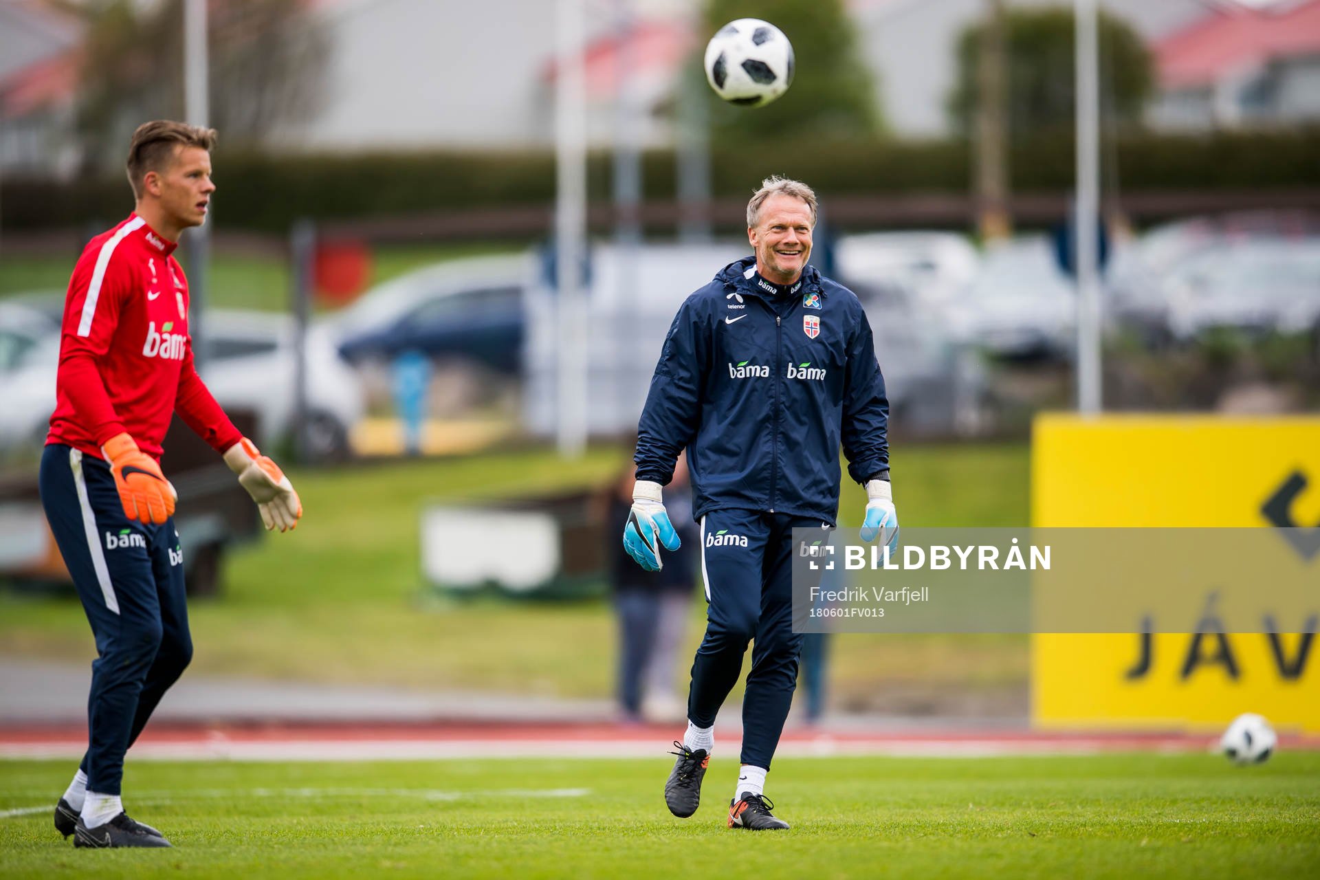 Goalkeeper Ørjan Nyland of Norway and Frode Grodås,