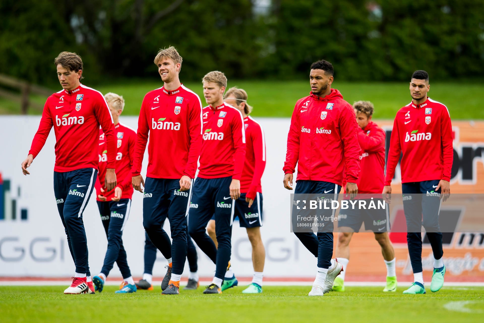 Sander Berge, Kristoffer Ajer and Joshua King of Norway
