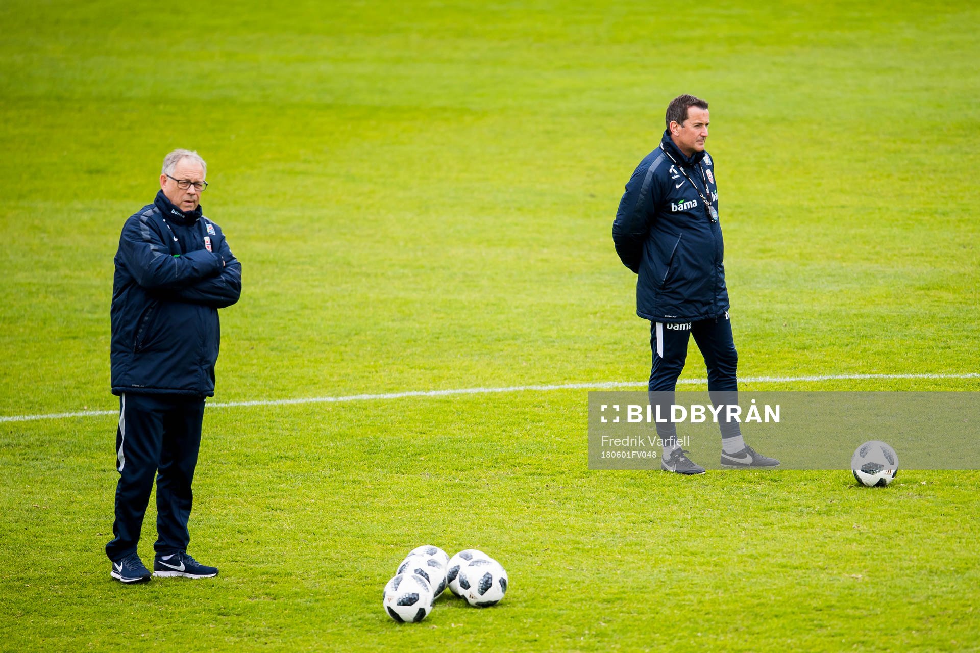 Lars Lagerbäck, head coach of Norway, and Per Joar Hansen,