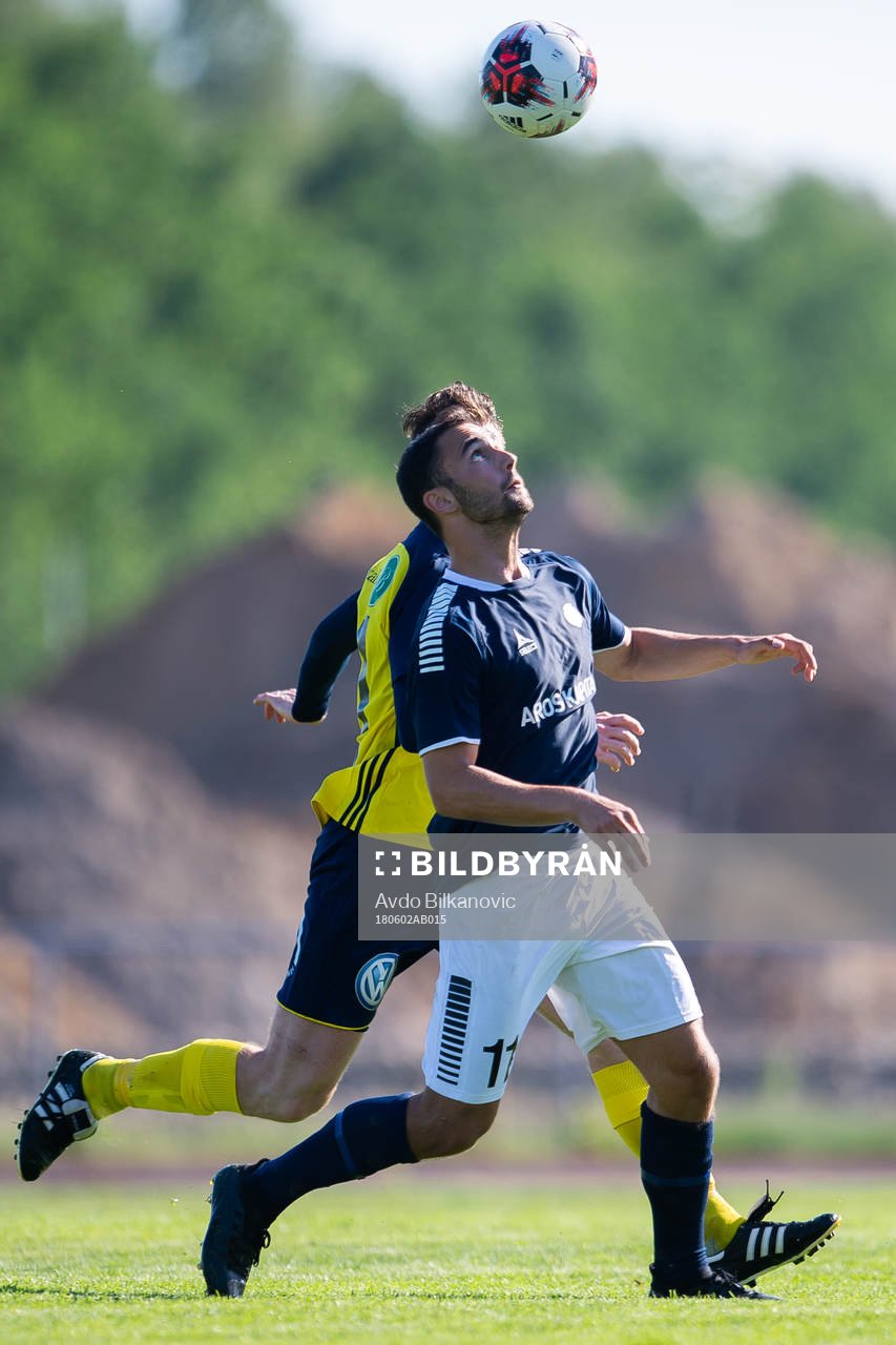 Utsiktens Robert Lipovac under fotbollsmatchen i Division 1 Södra mellan Ängelholm och Utsikten den 2 juni 2018 i Ängelholm.