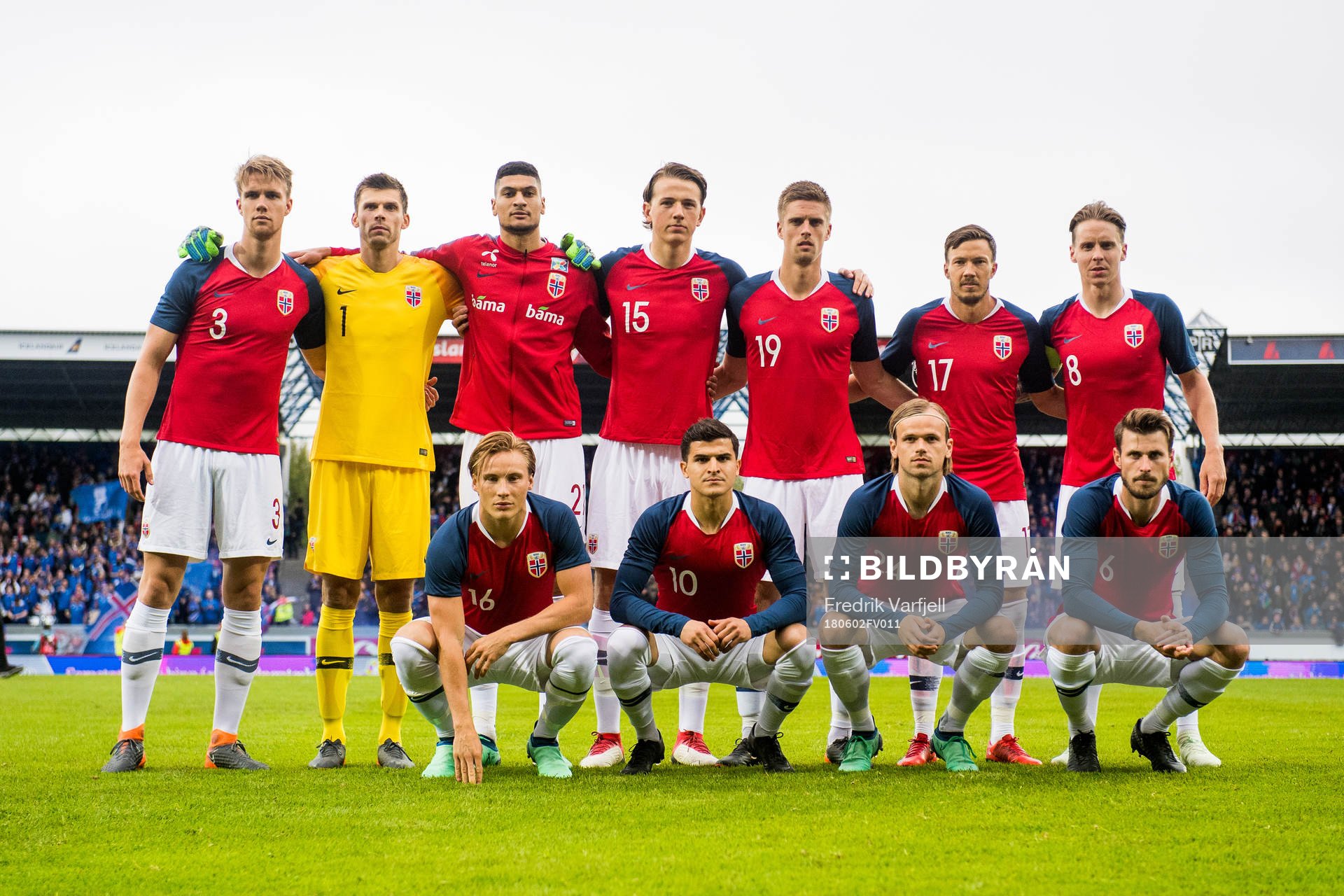 Kristoffer Ajer (2nd row), goalkeeper Rune Almenning