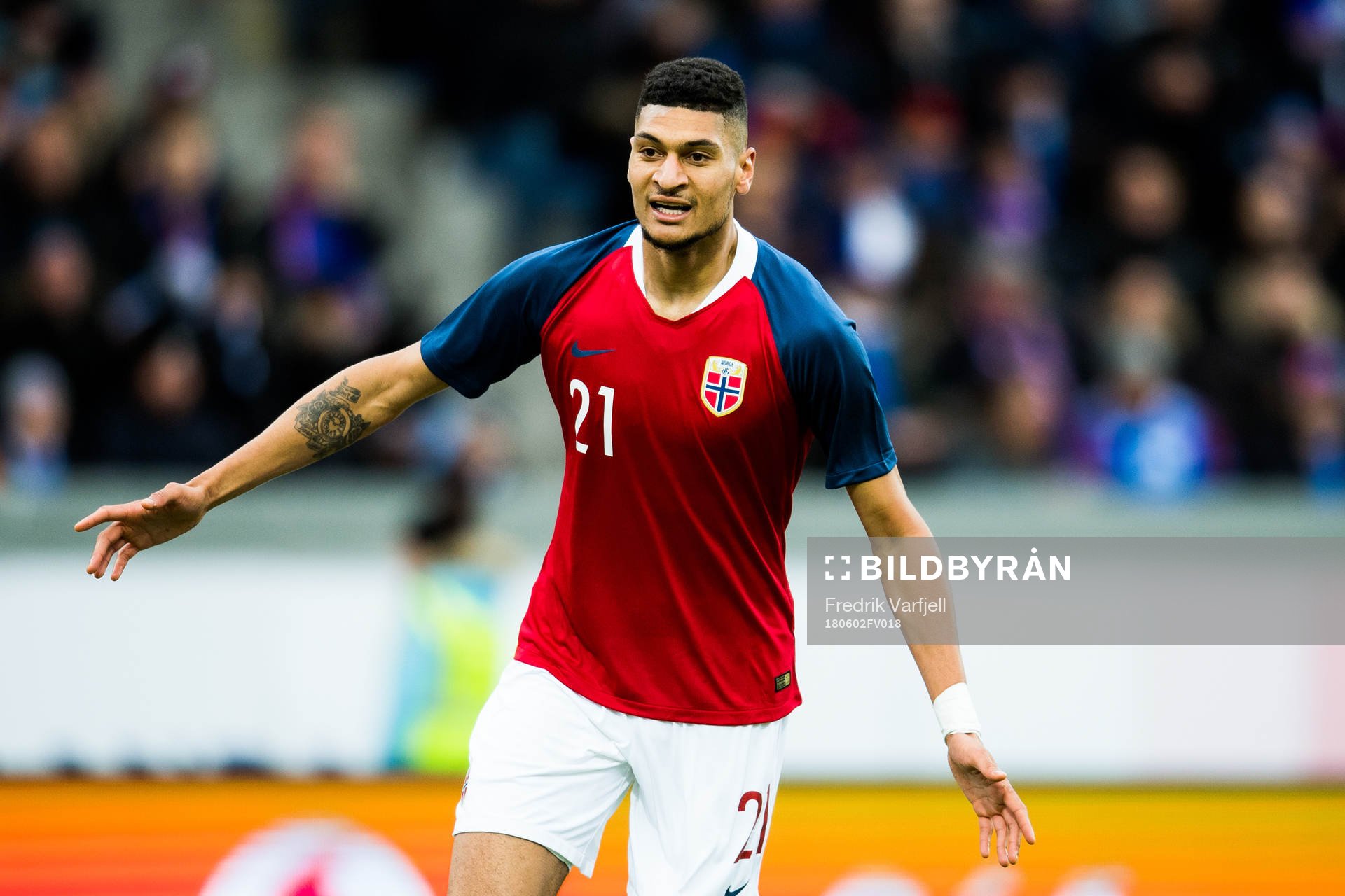 Bjørn Maars Johnsen of Norway celebrates the 0-1 goal
