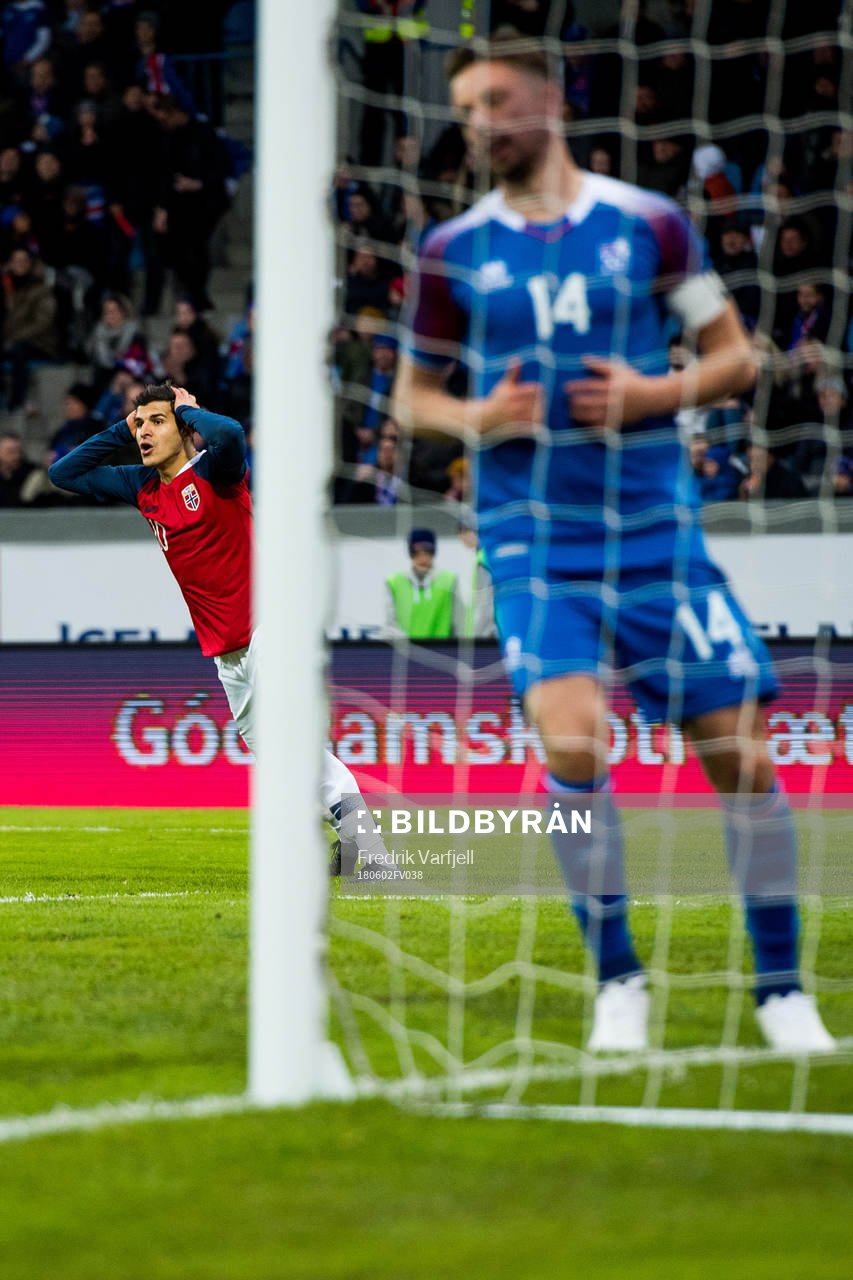 Tarik Elyounoussi of Norway reacts