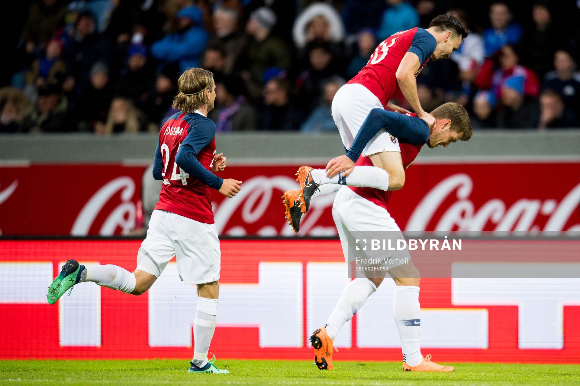 Alexander Sørloth of Norway celebrates the 2-3 goal with