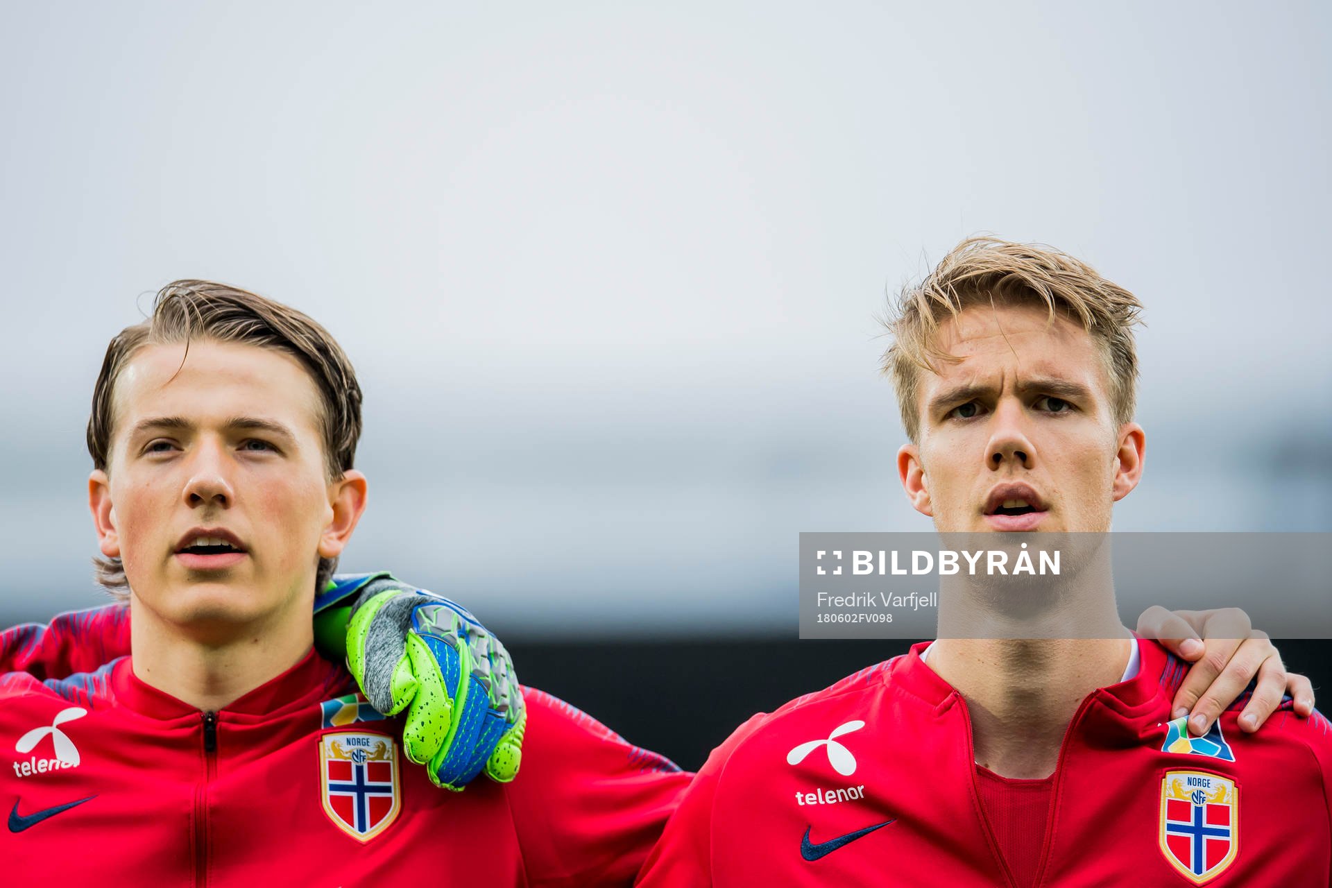 Sander Berge and Kristoffer Ajer of Norway