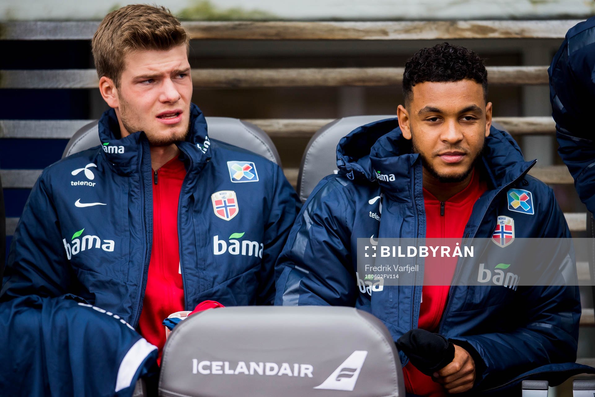 Alexander Sørloth and Joshua King of Norway